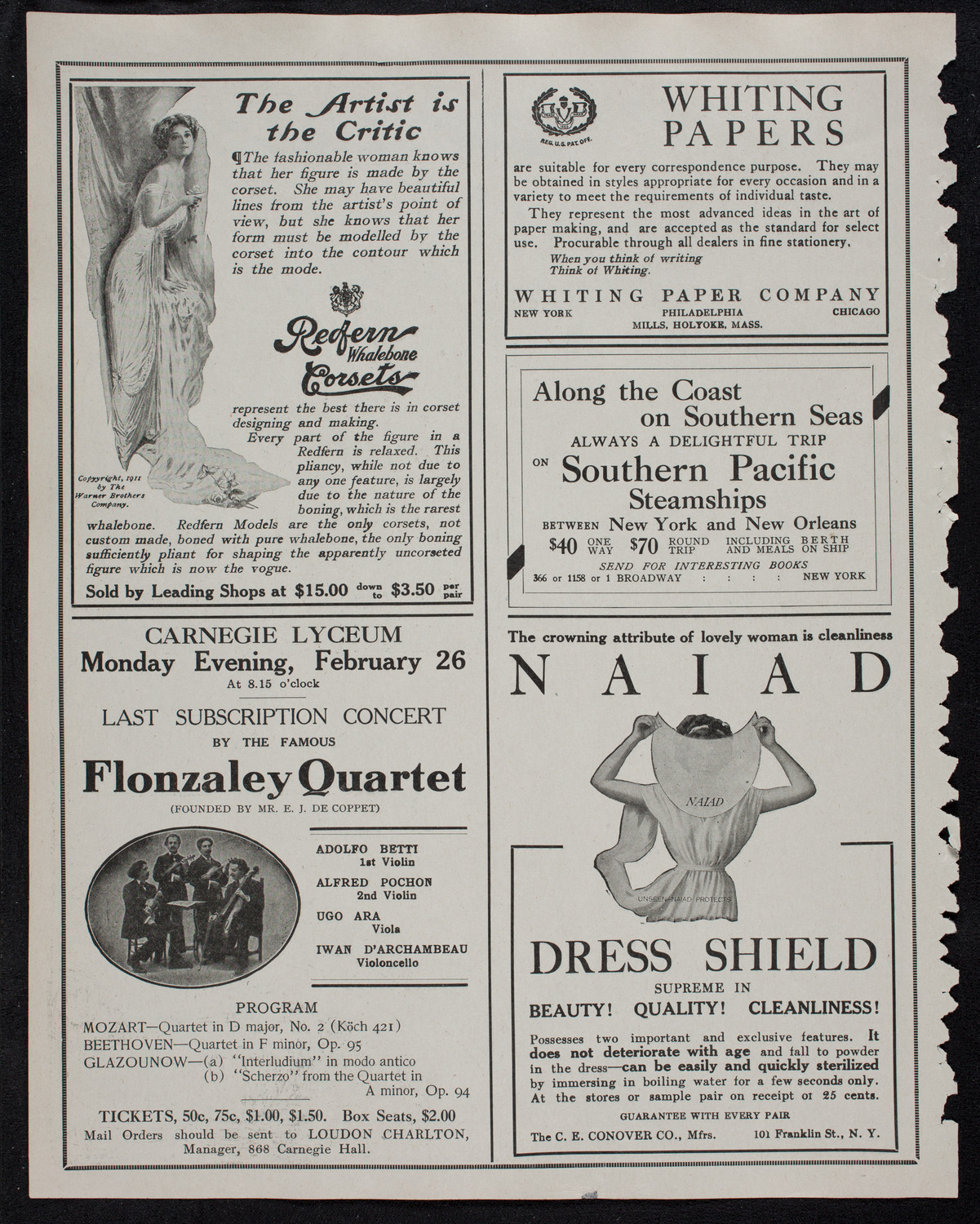 New York Philharmonic, February 15, 1912, program page 2