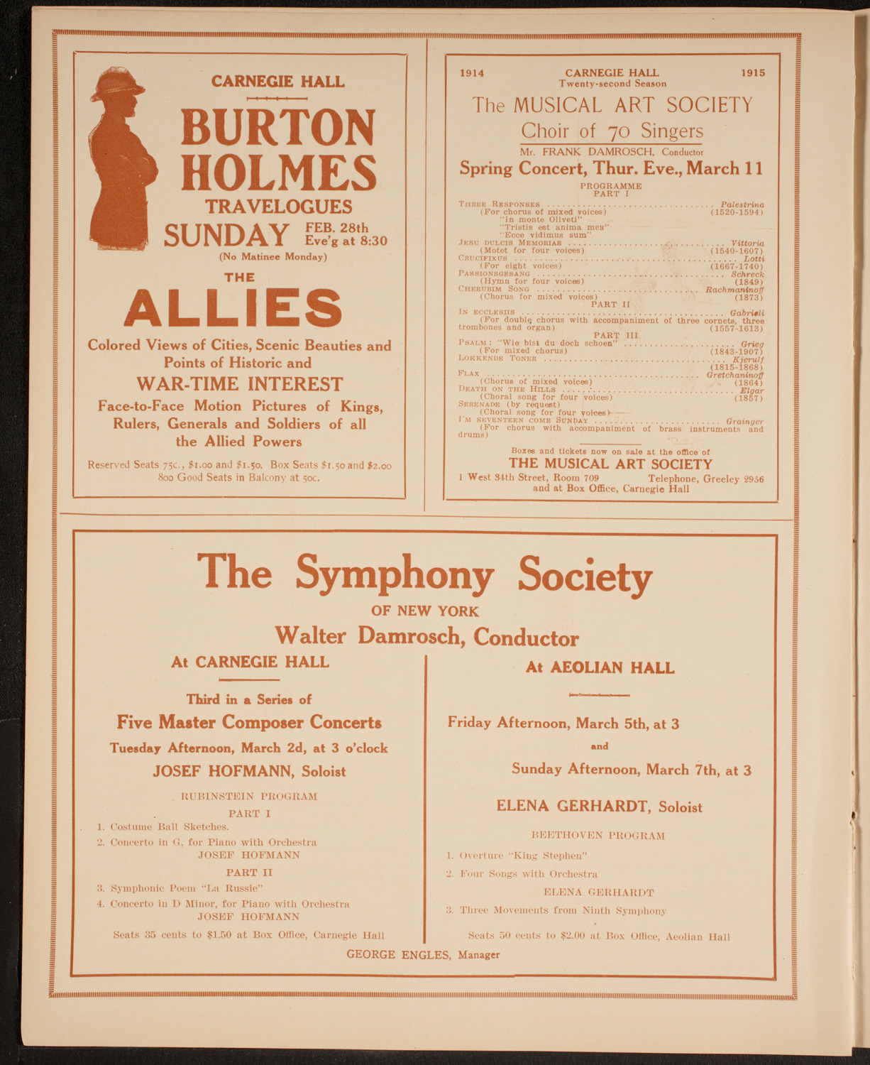 New York Philharmonic, February 26, 1915, program page 8