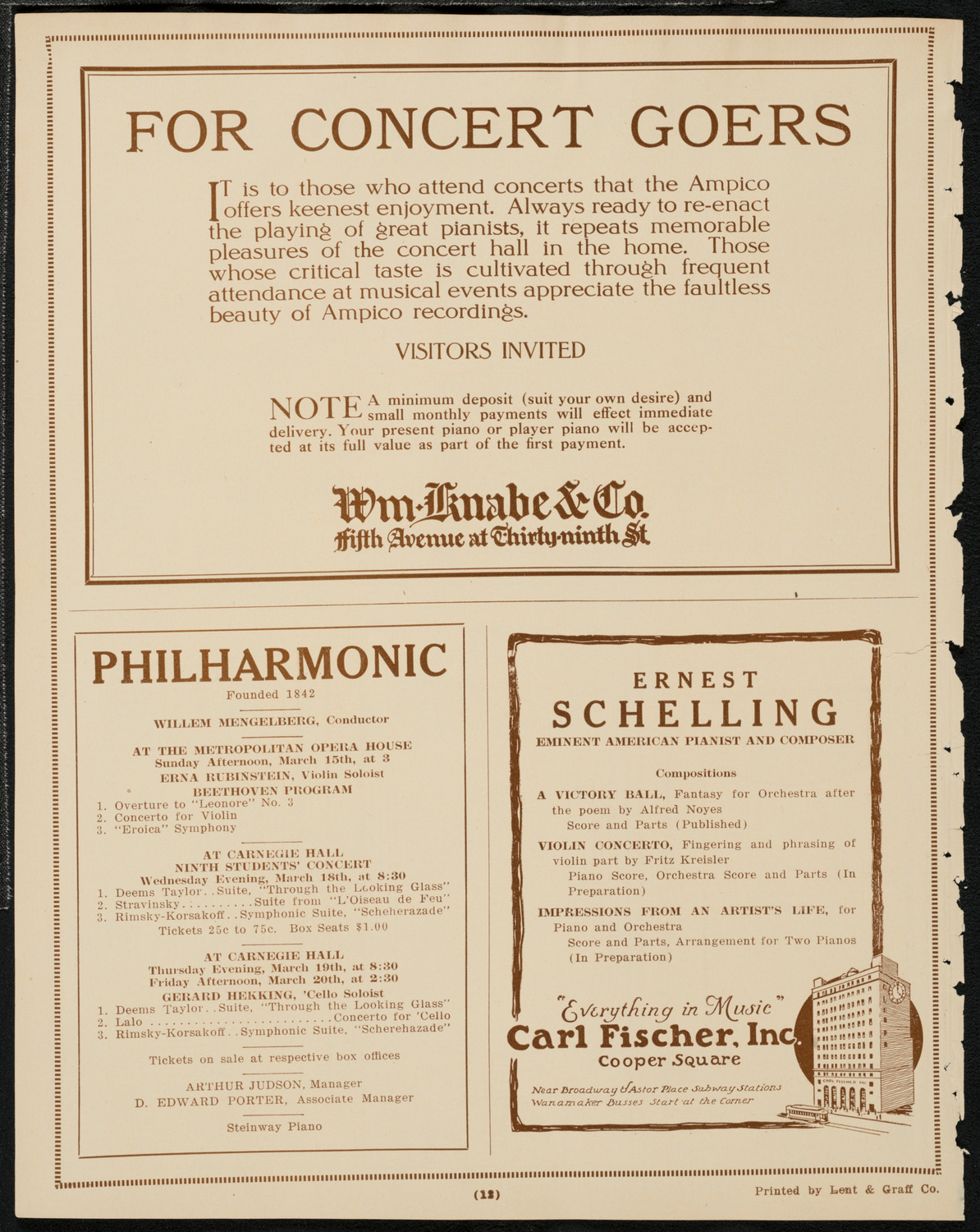 Boston Symphony Orchestra, March 14, 1925, program page 12