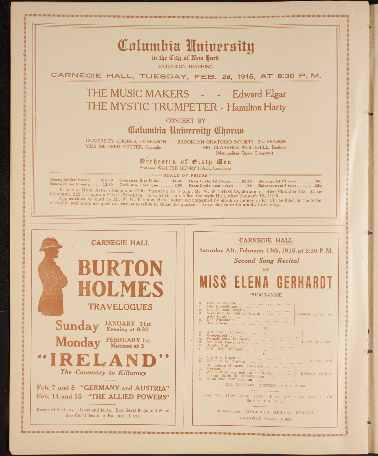 New York Philharmonic, January 29, 1915, program page 10