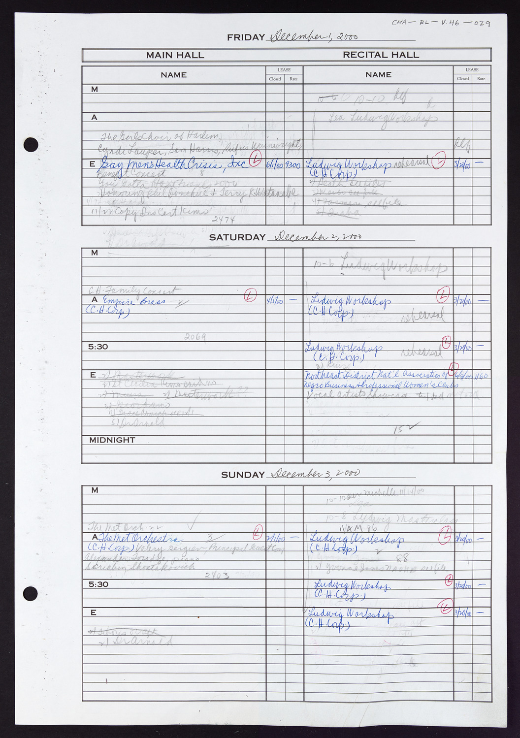 Carnegie Hall Booking Ledger, volume 46, page 29