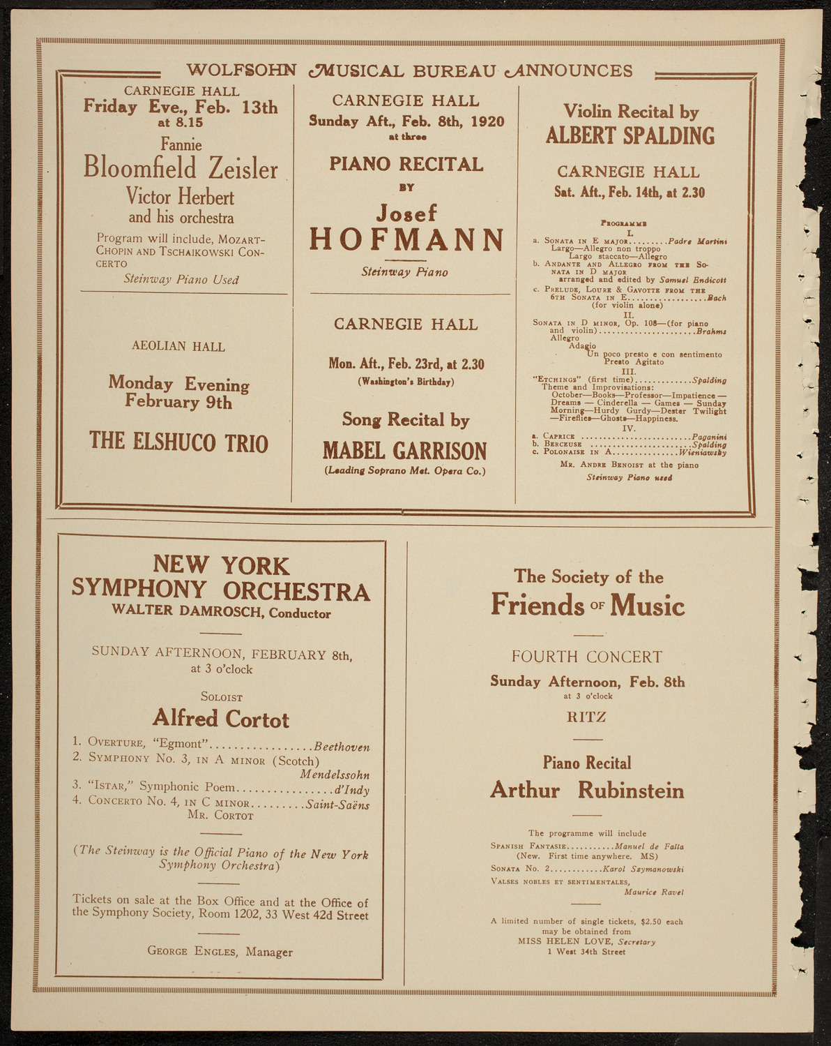 Boston Symphony Orchestra, February 7, 1920, program page 8