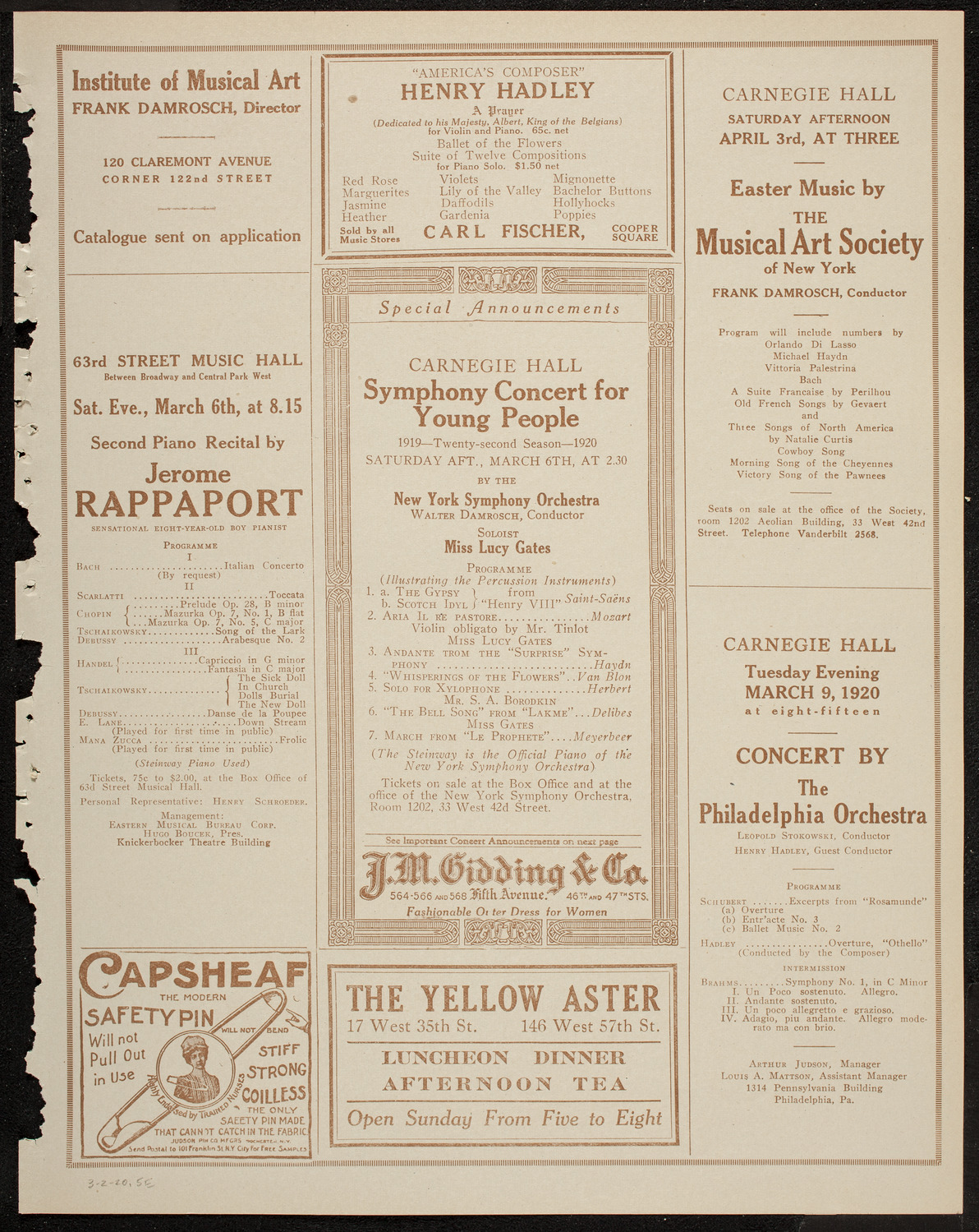 Maria Winetzkaja, Mezzo-Soprano, March 2, 1920, program page 9