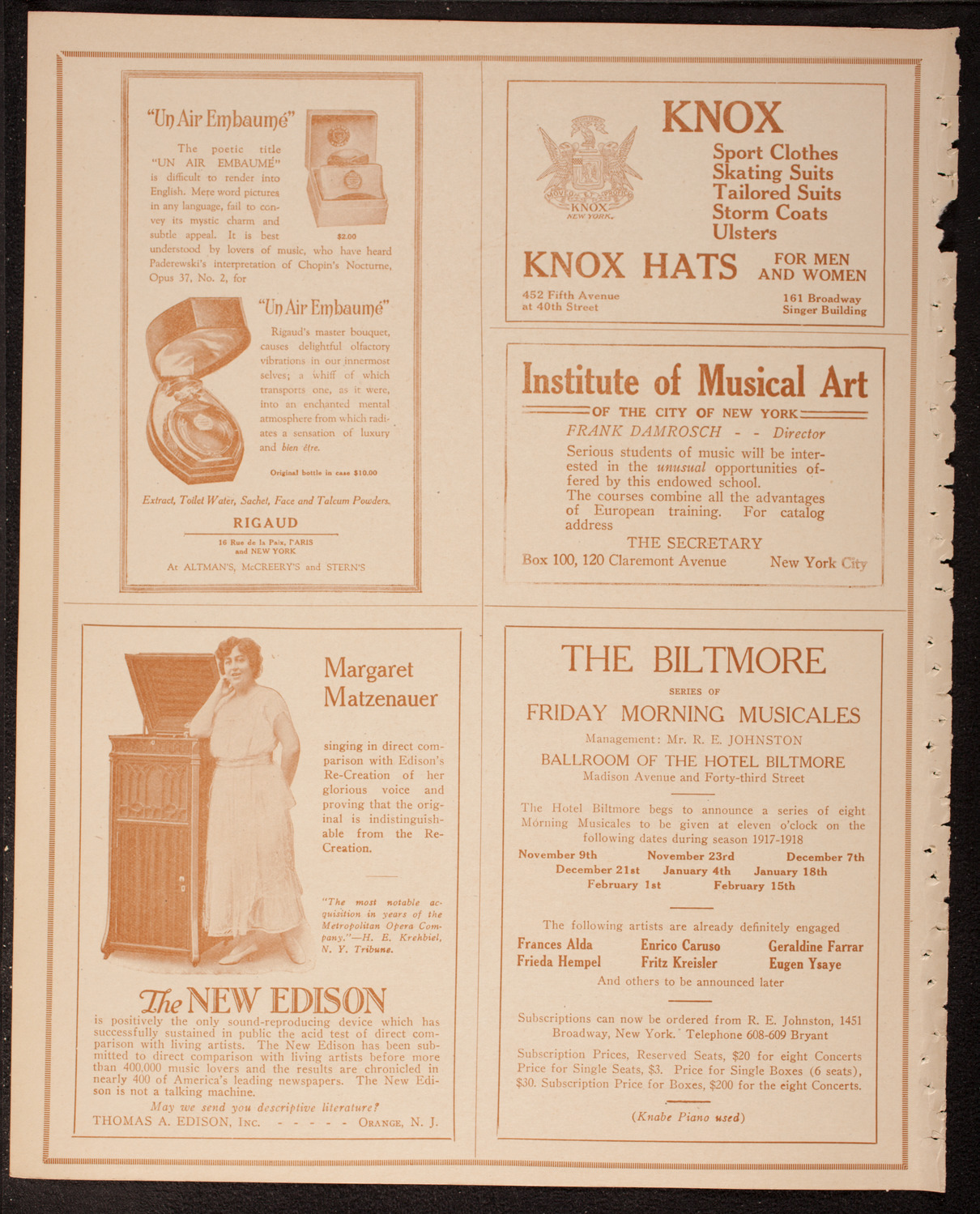 Society of the Friends of Music: Works of Ernest Bloch, May 3, 1917, program page 2