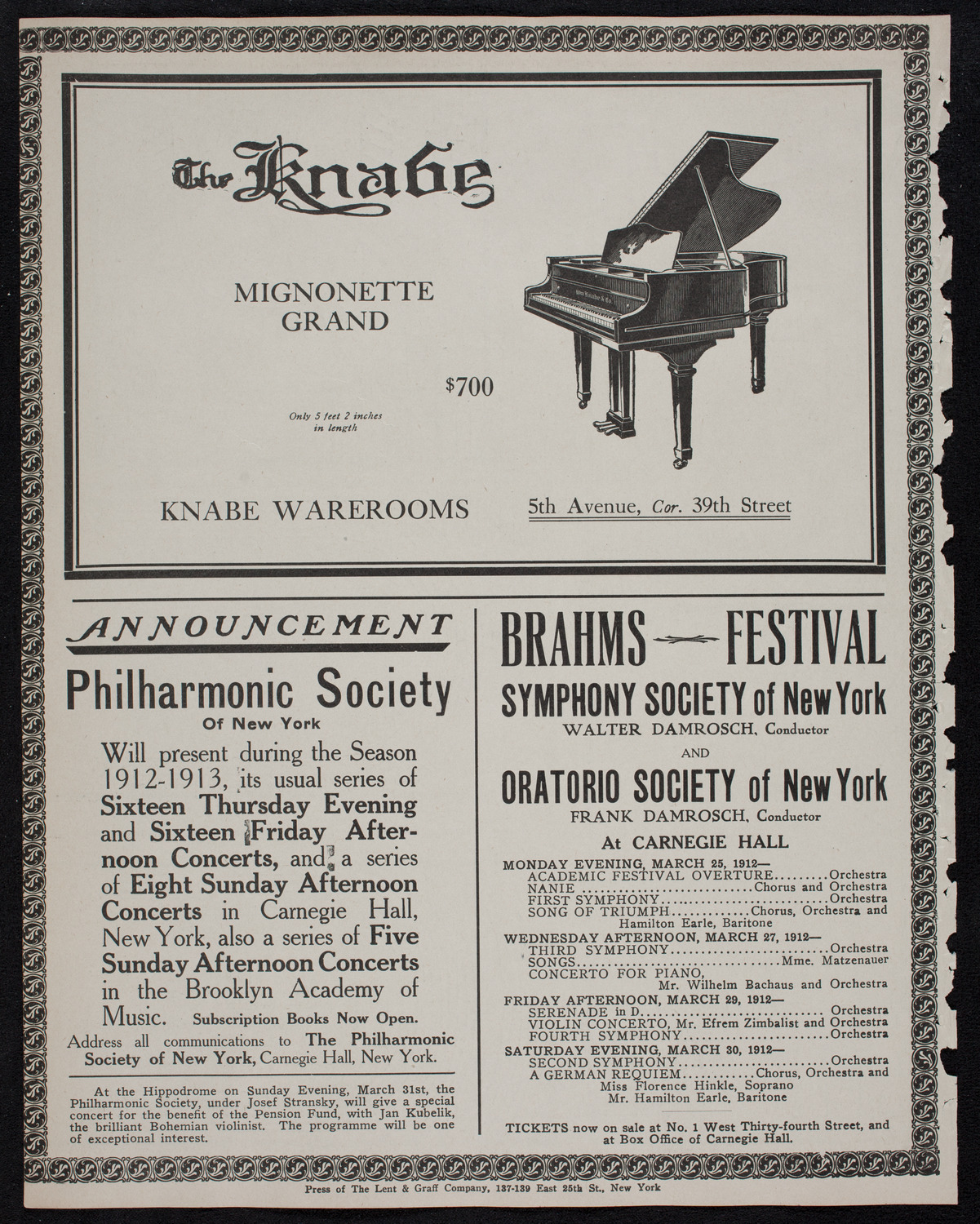 Boston Symphony Orchestra, March 23, 1912, program page 12