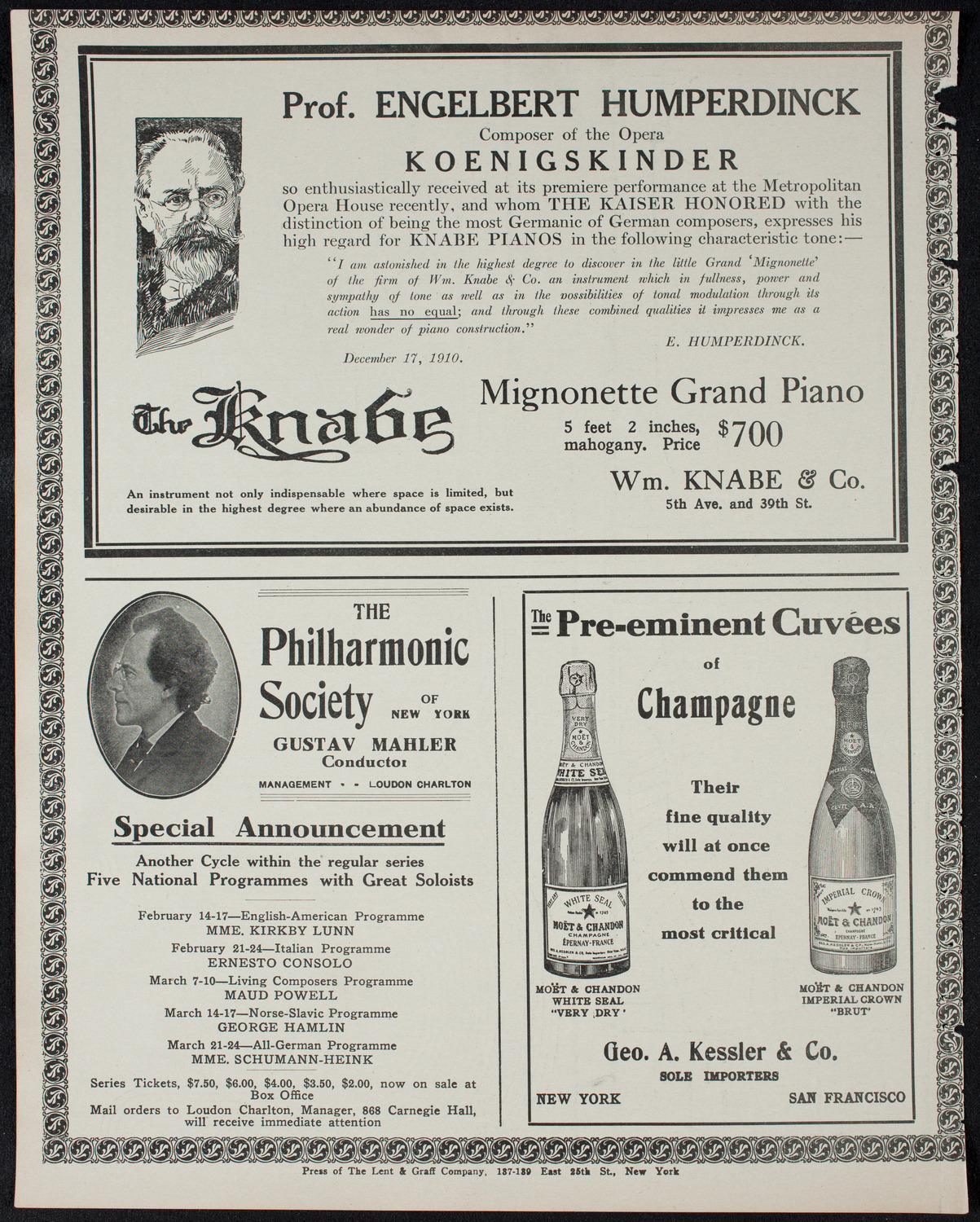 Johanna Gadski, Soprano, February 14, 1911, program page 12