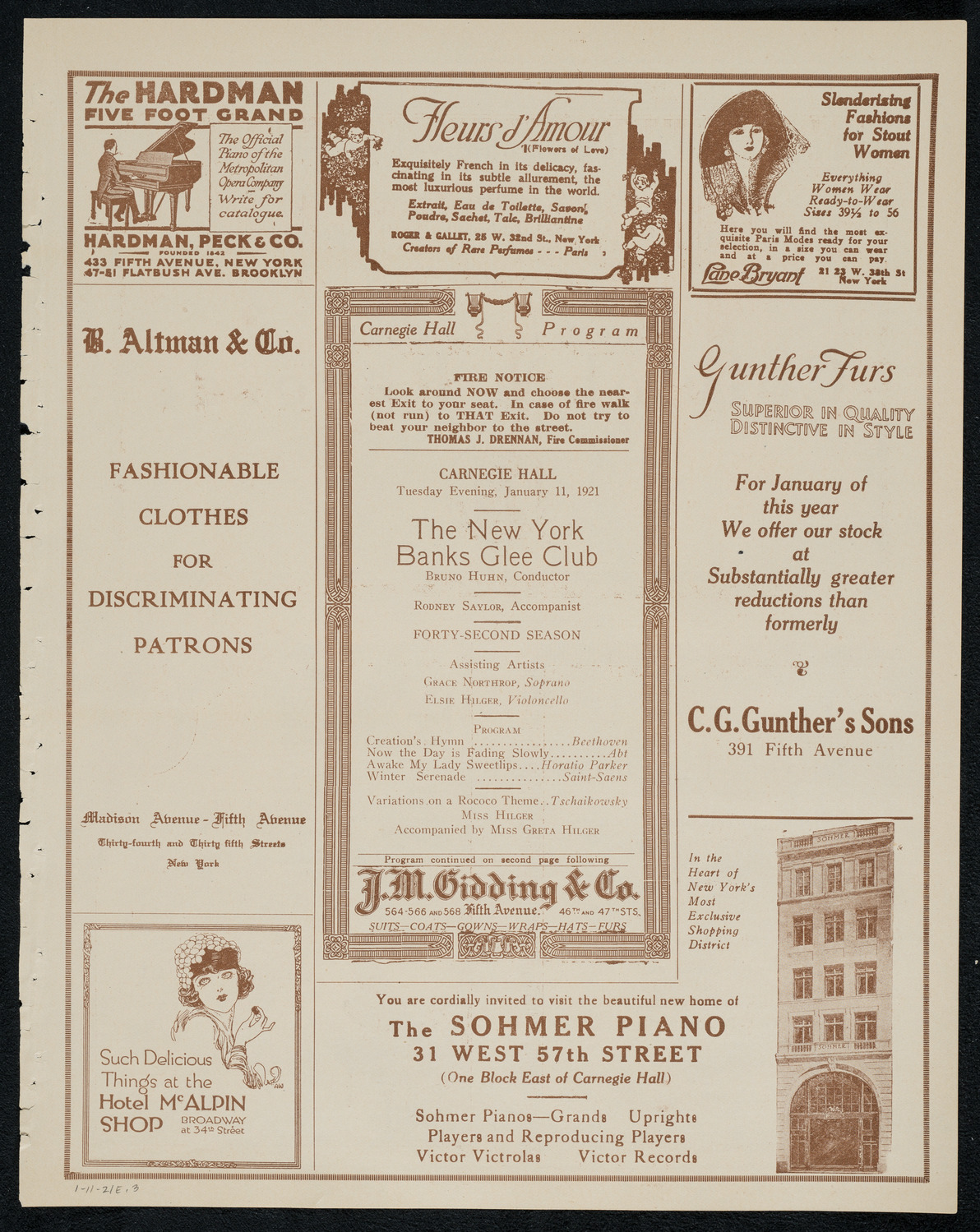 New York Banks' Glee Club, January 11, 1921, program page 5
