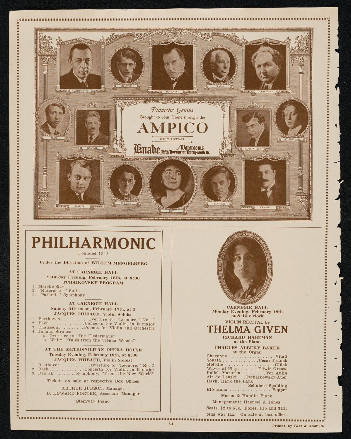 New York Philharmonic, February 15, 1924, program page 12