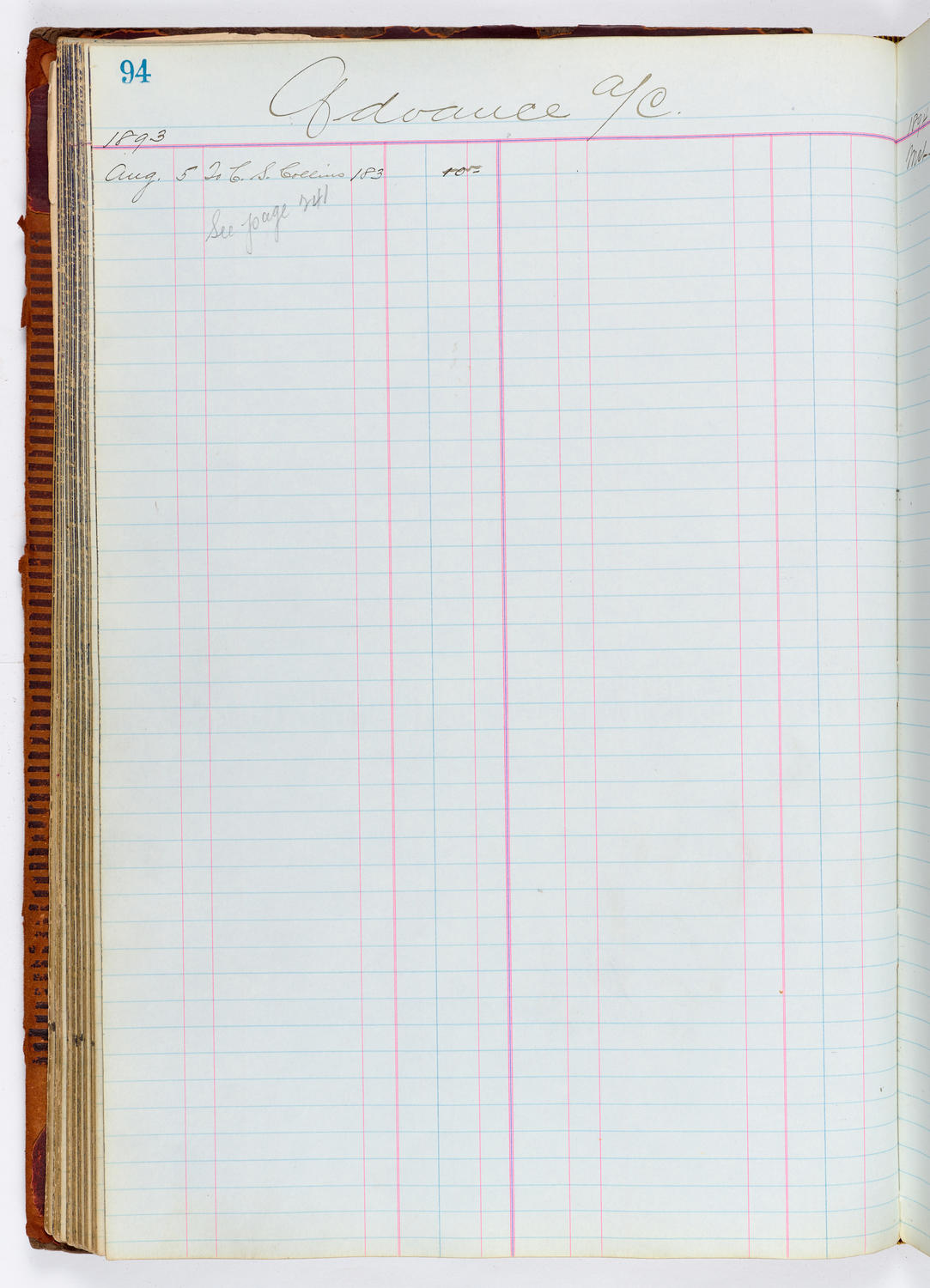 Music Hall Accounting Ledger, volume 1, page 94