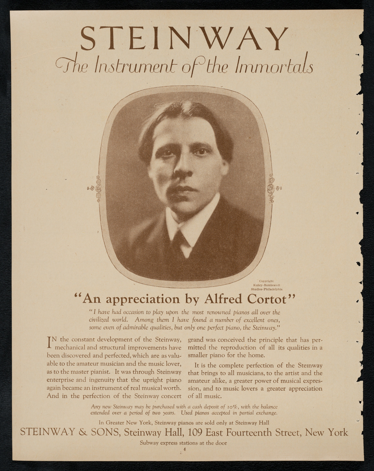 Josef and Rosina Lhévinne, March 16, 1923, program page 4