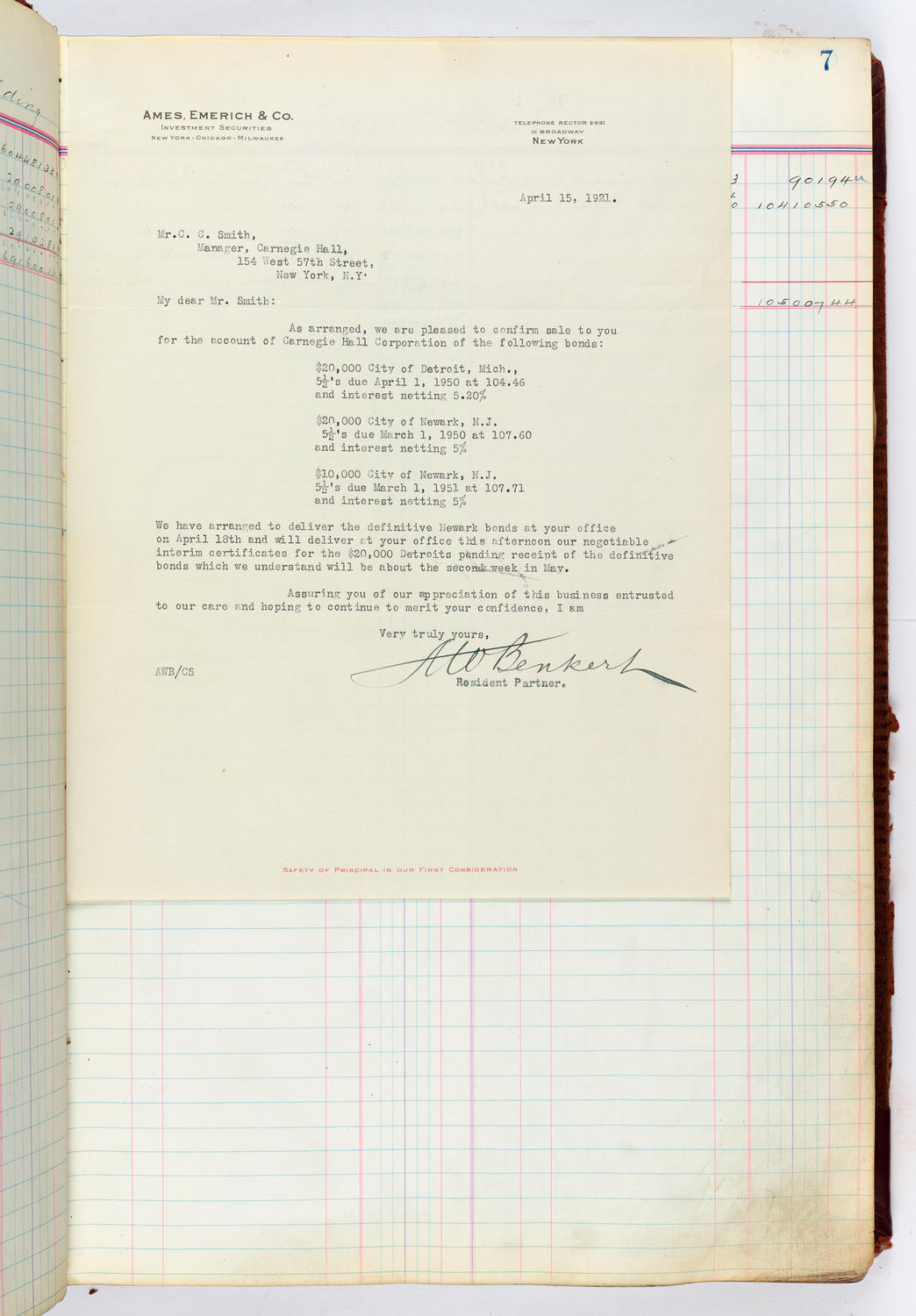 Music Hall Accounting Ledger, volume 4, page 7 (overlay)