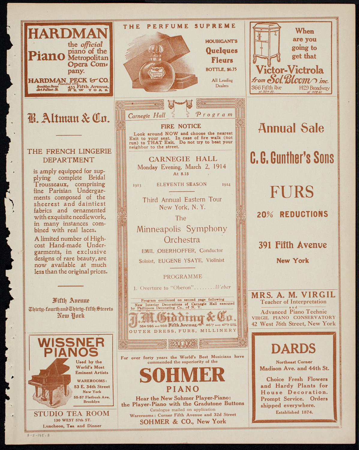 Minneapolis Symphony Orchestra, March 2, 1914, program page 5