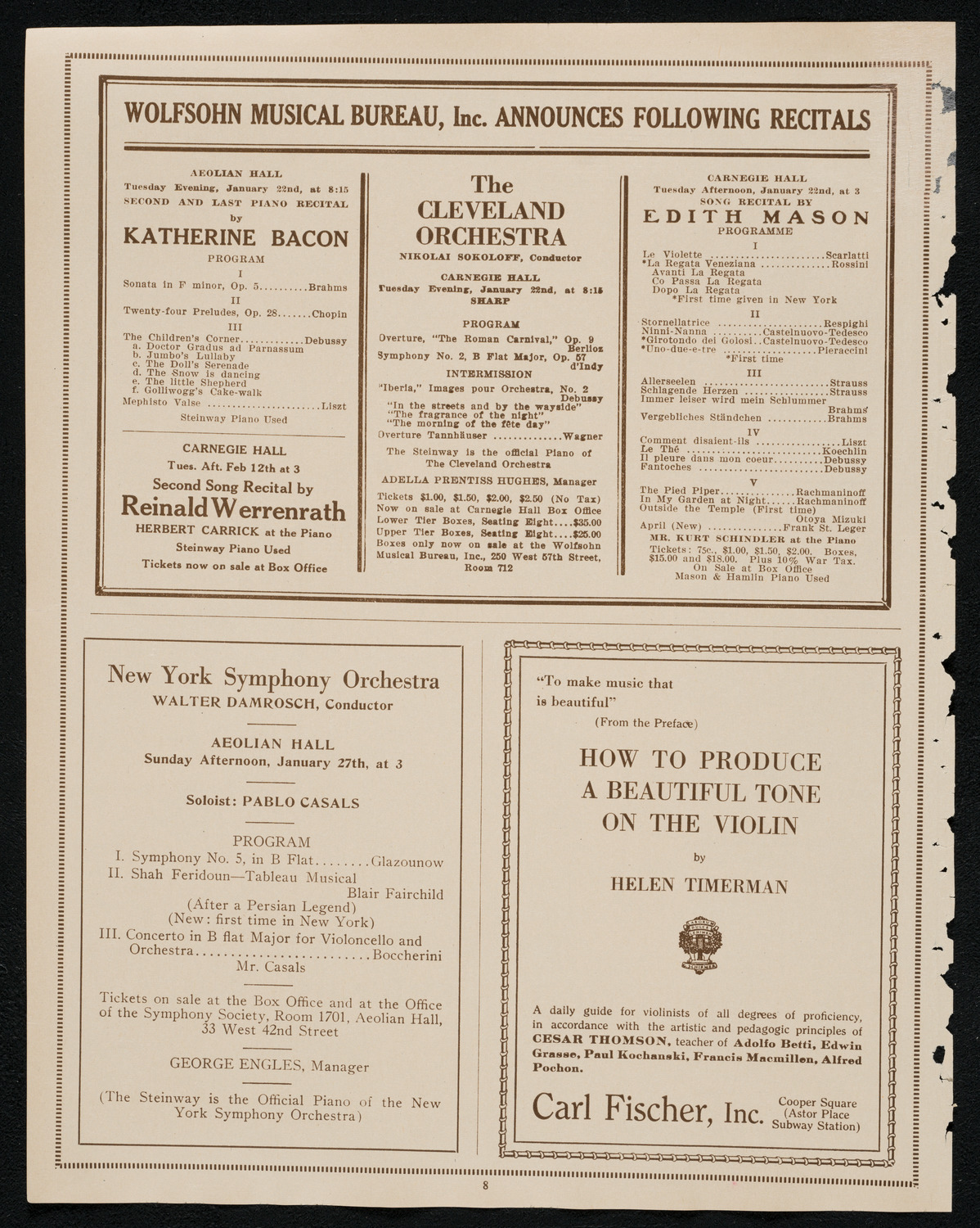 New York Philharmonic Students' Concert, January 21, 1924, program page 8