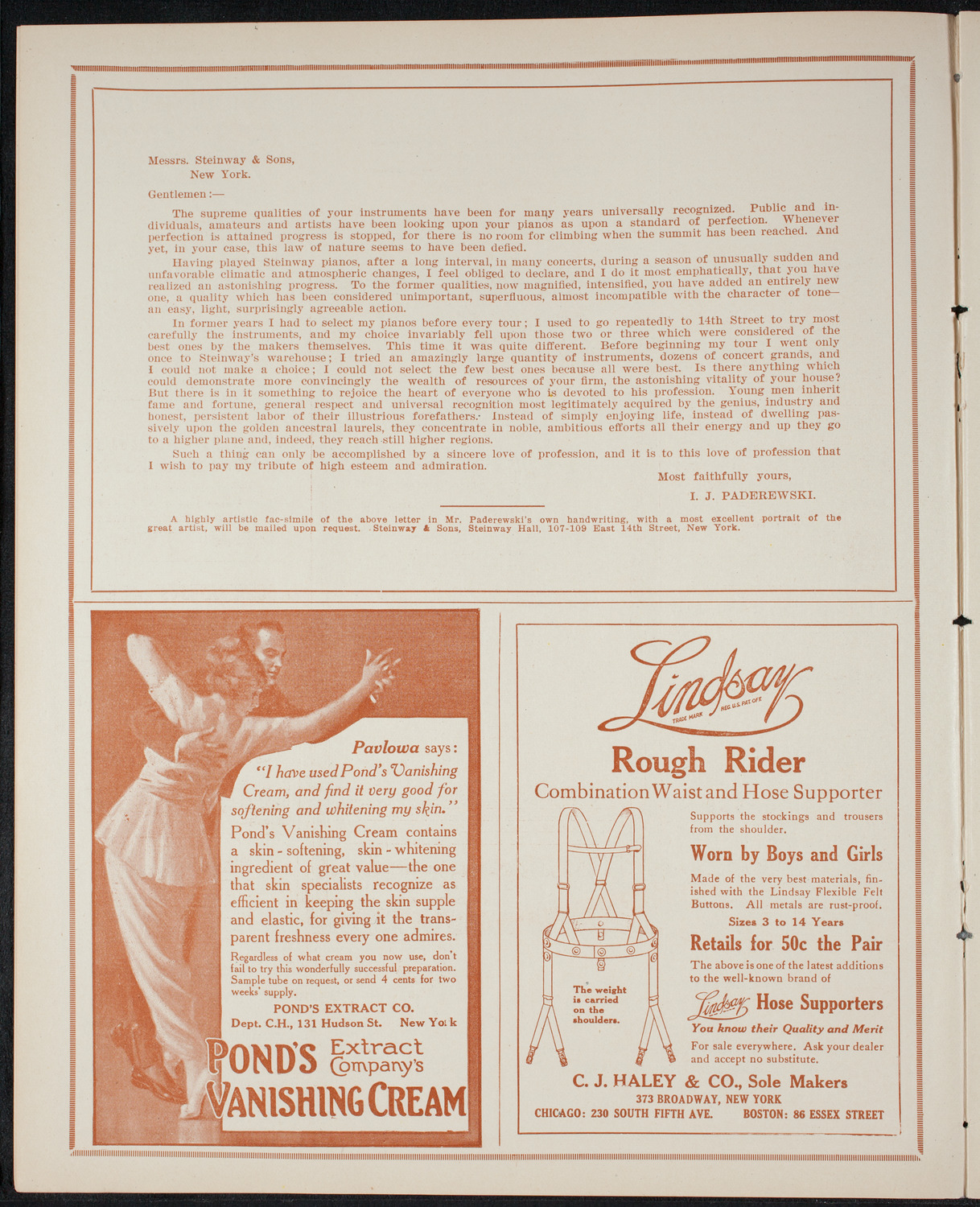Farewell Testimonial to Mme. Lalla Vandervelde, March 17, 1915, program page 4