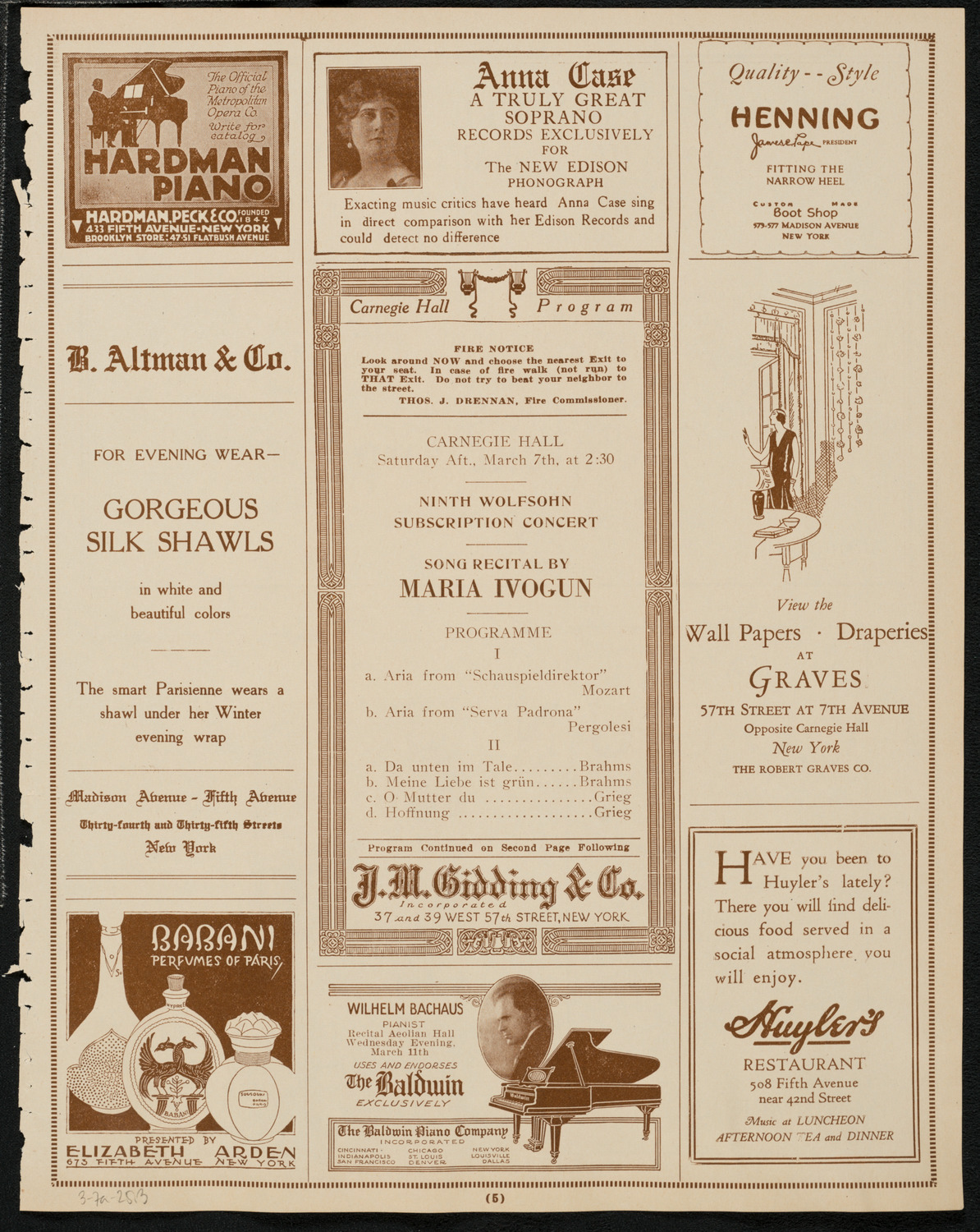 Maria Ivogun, Soprano, March 7, 1925, program page 5
