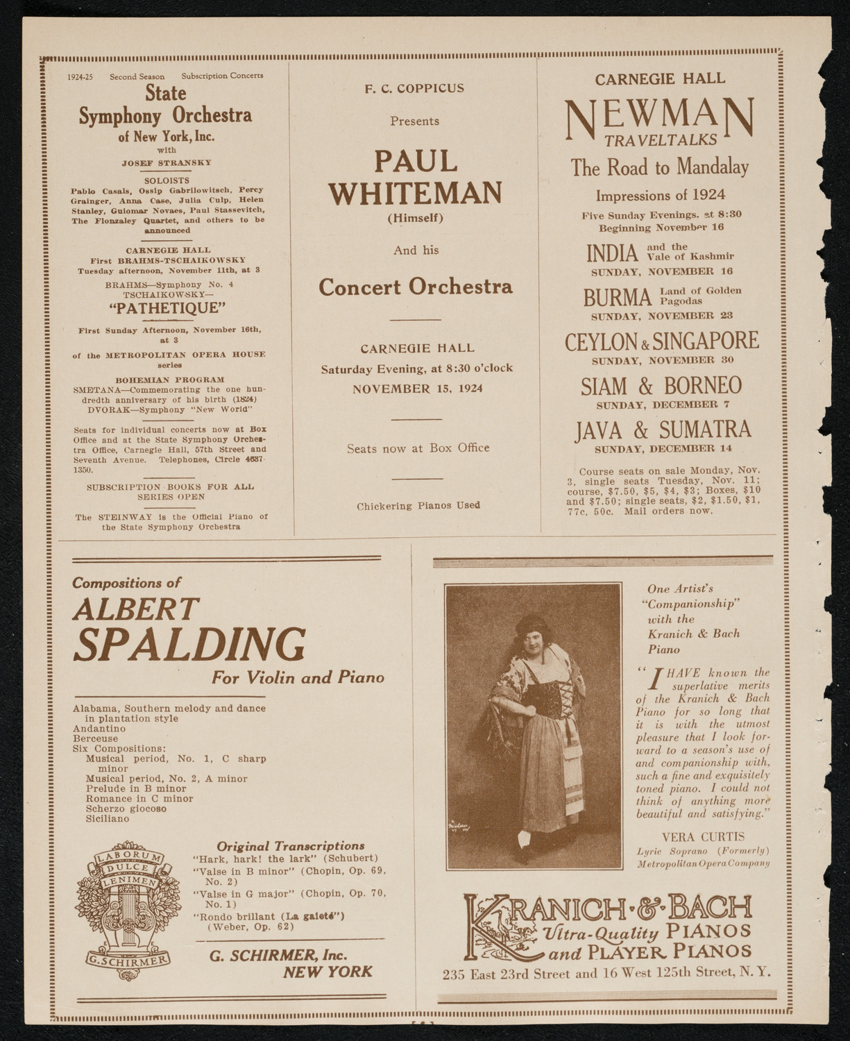 New York Philharmonic, November 8, 1924, program page 6