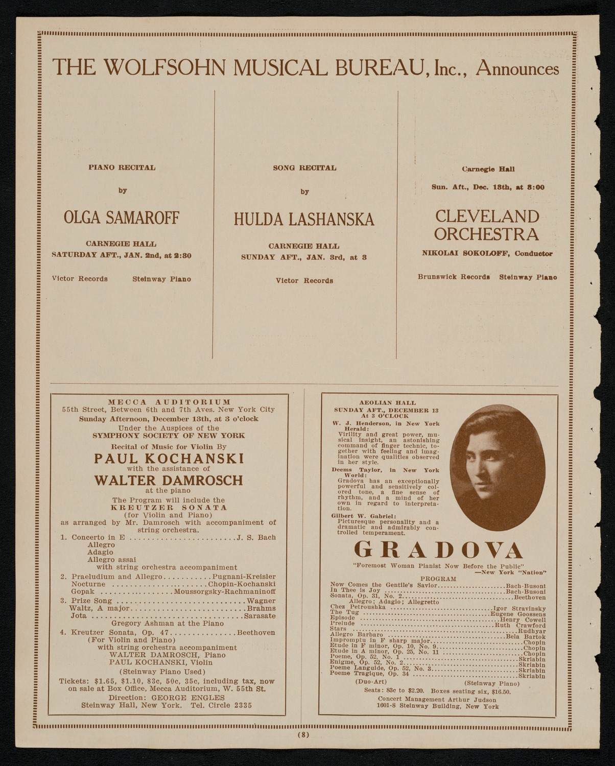 Benefit: Sanoker Relief, December 7, 1925, program page 8