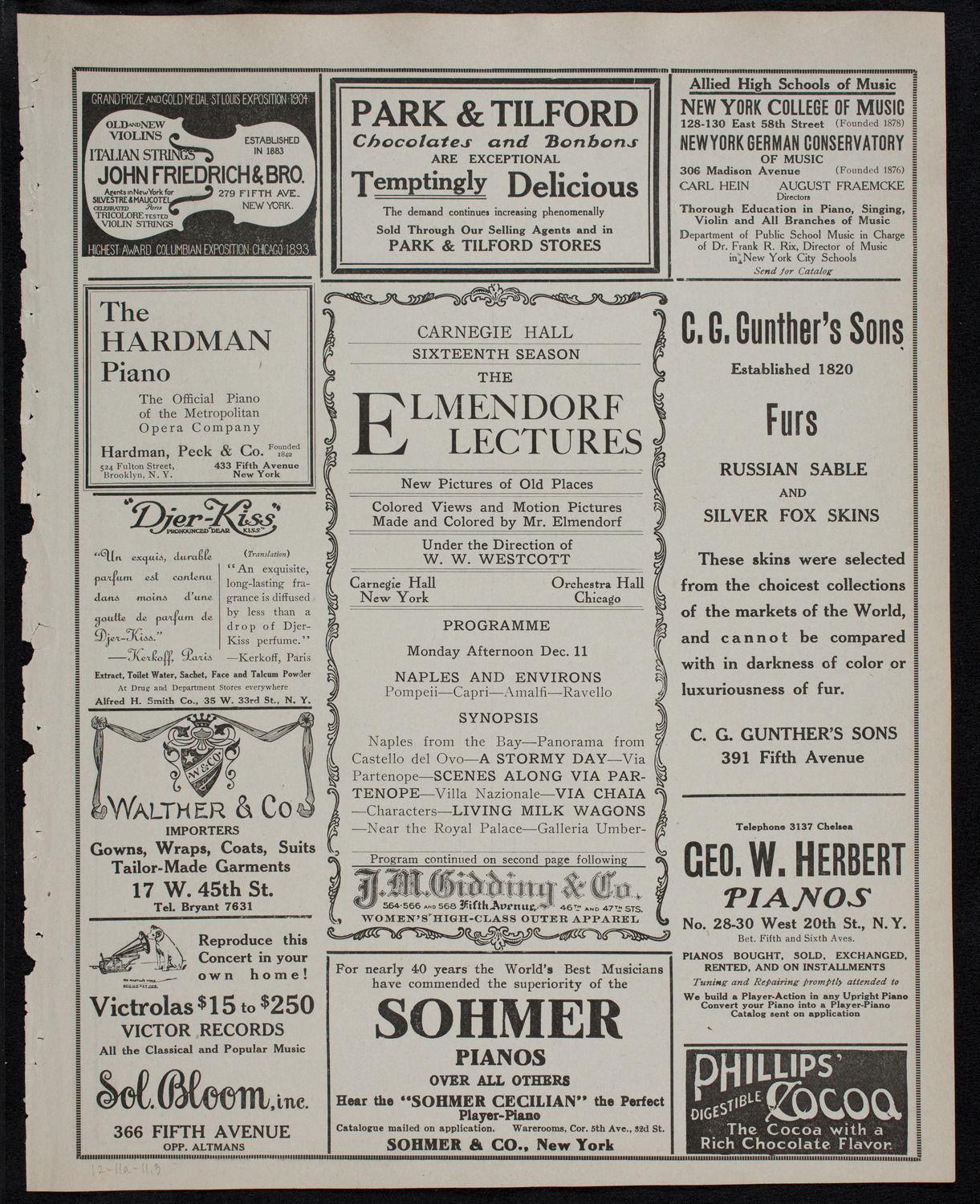 Elmendorf Lecture: Naples and Environs, December 11, 1911, program page 5