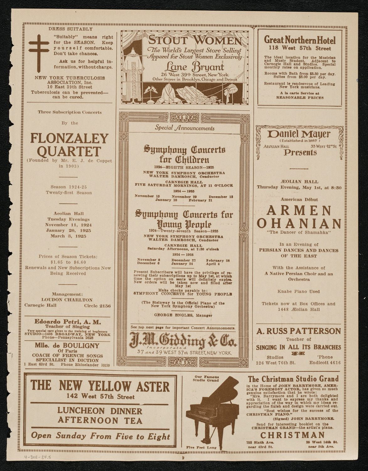 Grainger's Choral and Orchestral Concert, April 30, 1924, program page 9