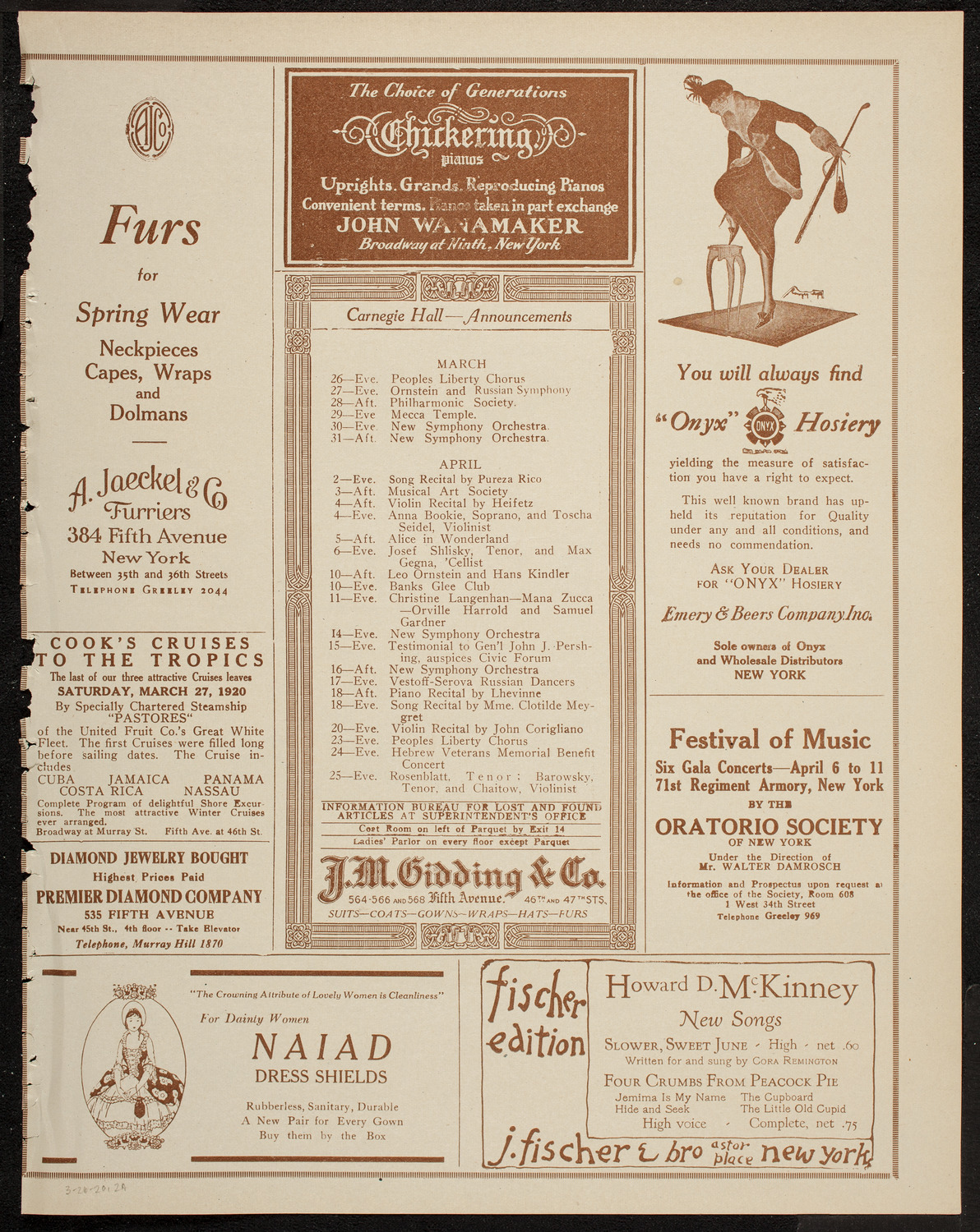 New York Philharmonic, March 26, 1920, program page 3