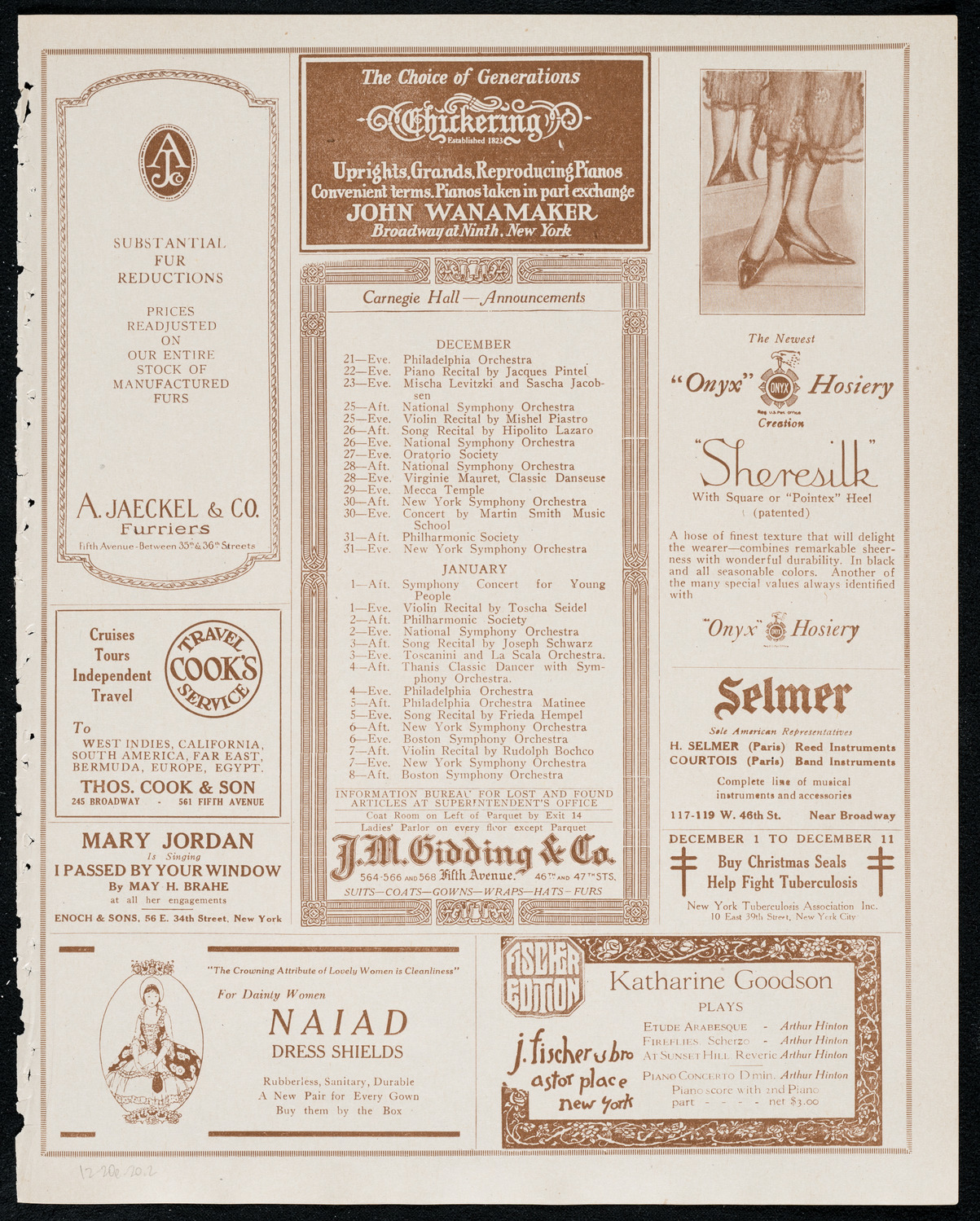 Josef Shlisky, Tenor, and Max Rosen, Violin, December 20, 1920, program page 3