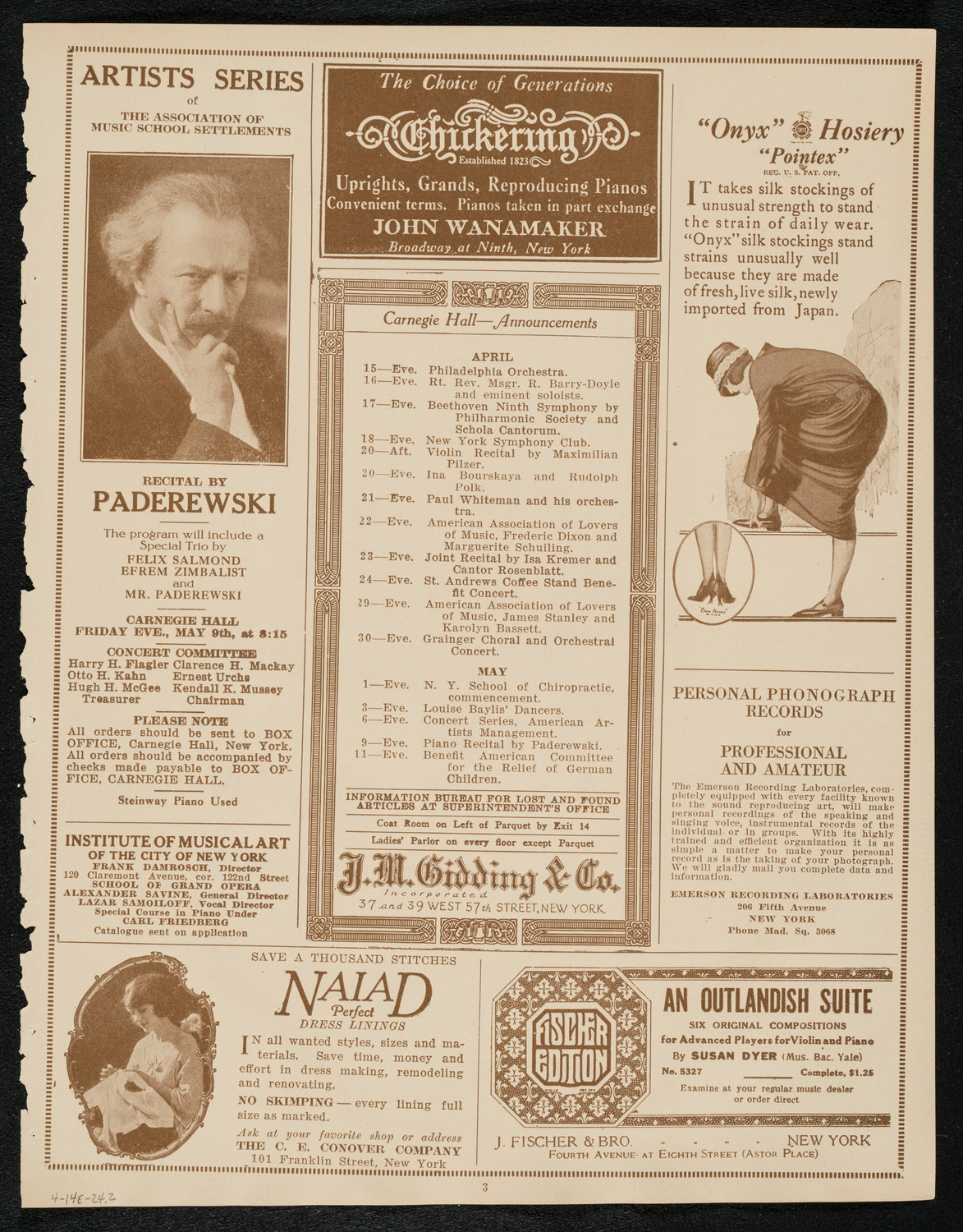 Minneapolis Symphony Orchesta, April 14, 1924, program page 3