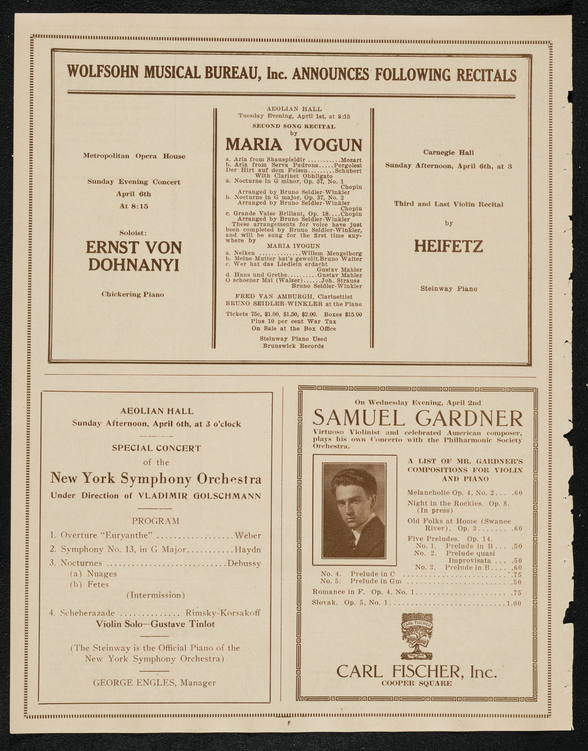 New York City Silver Jubilee Celebration, March 31, 1924, program page 8