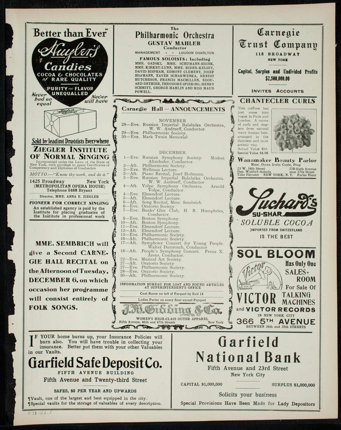 Elmendorf Lecture: Vienna, November 28, 1910, program page 3