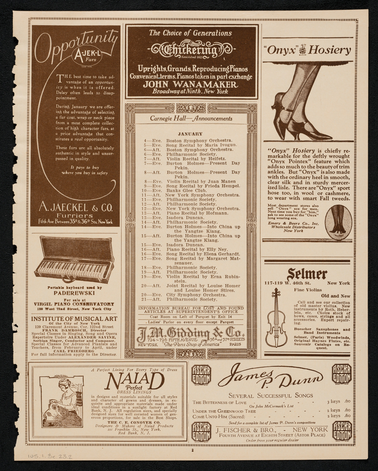 Graduation: New York School of Chiropractic, January 3, 1923, program page 3
