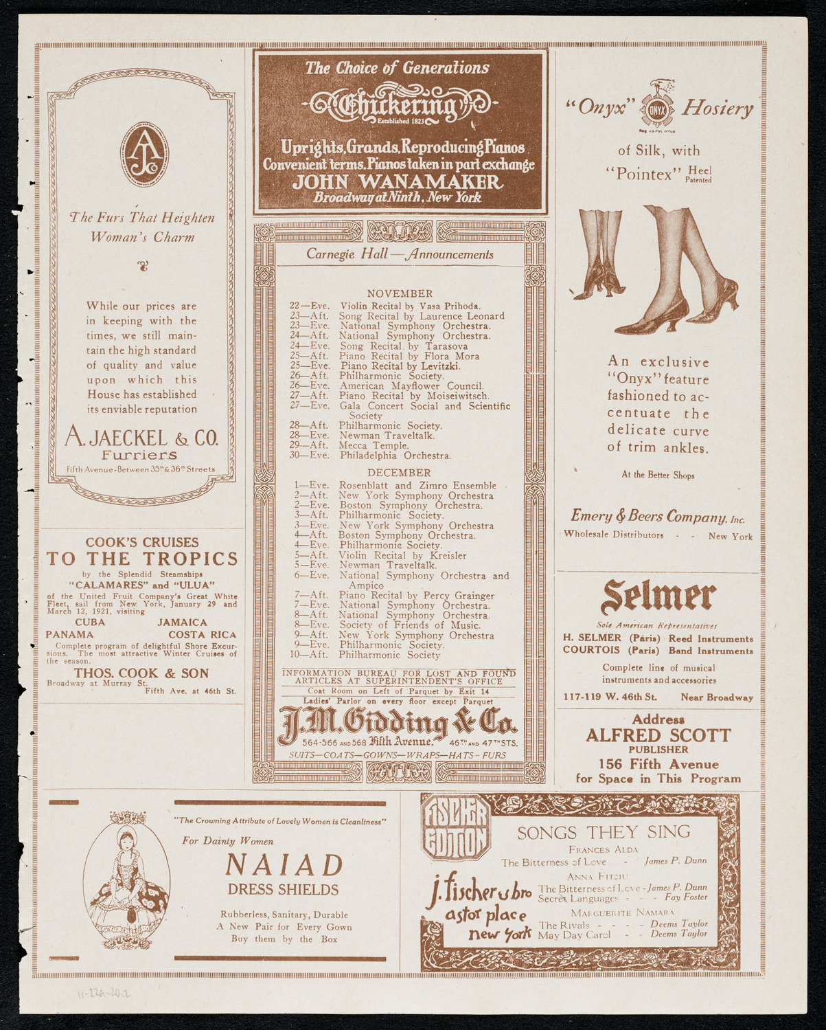 Birgit Engell, Soprano, November 22, 1920, program page 3