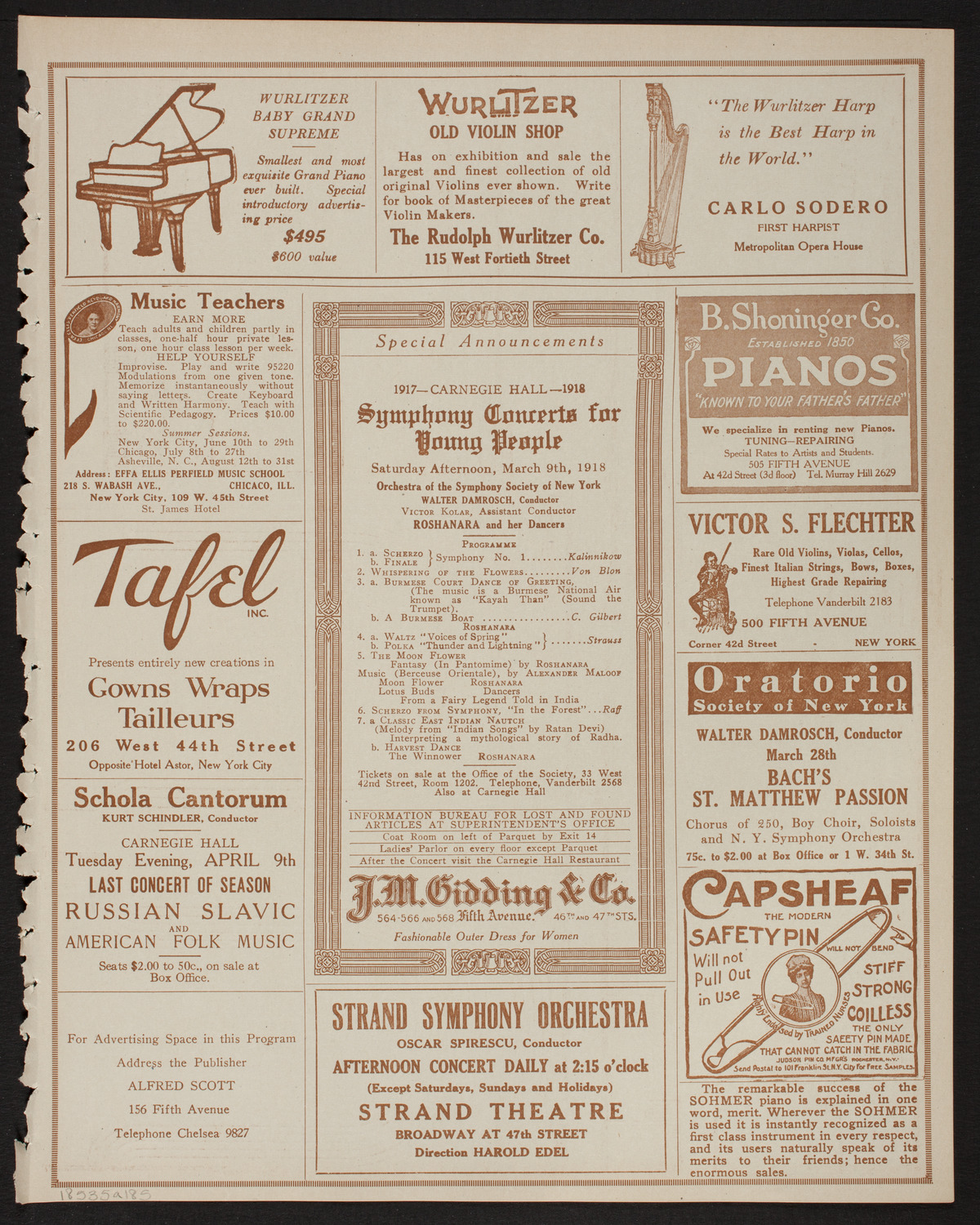 Meeting: The Humanitarian Cult, March 5, 1918, program page 9