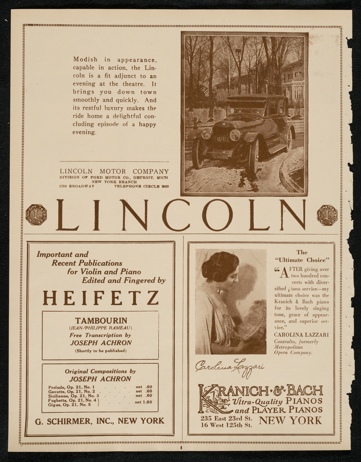 Frieda Hempel, Soprano, Carl Flesch, Violin, and Elly Ney, Piano, March 18, 1924, program page 6