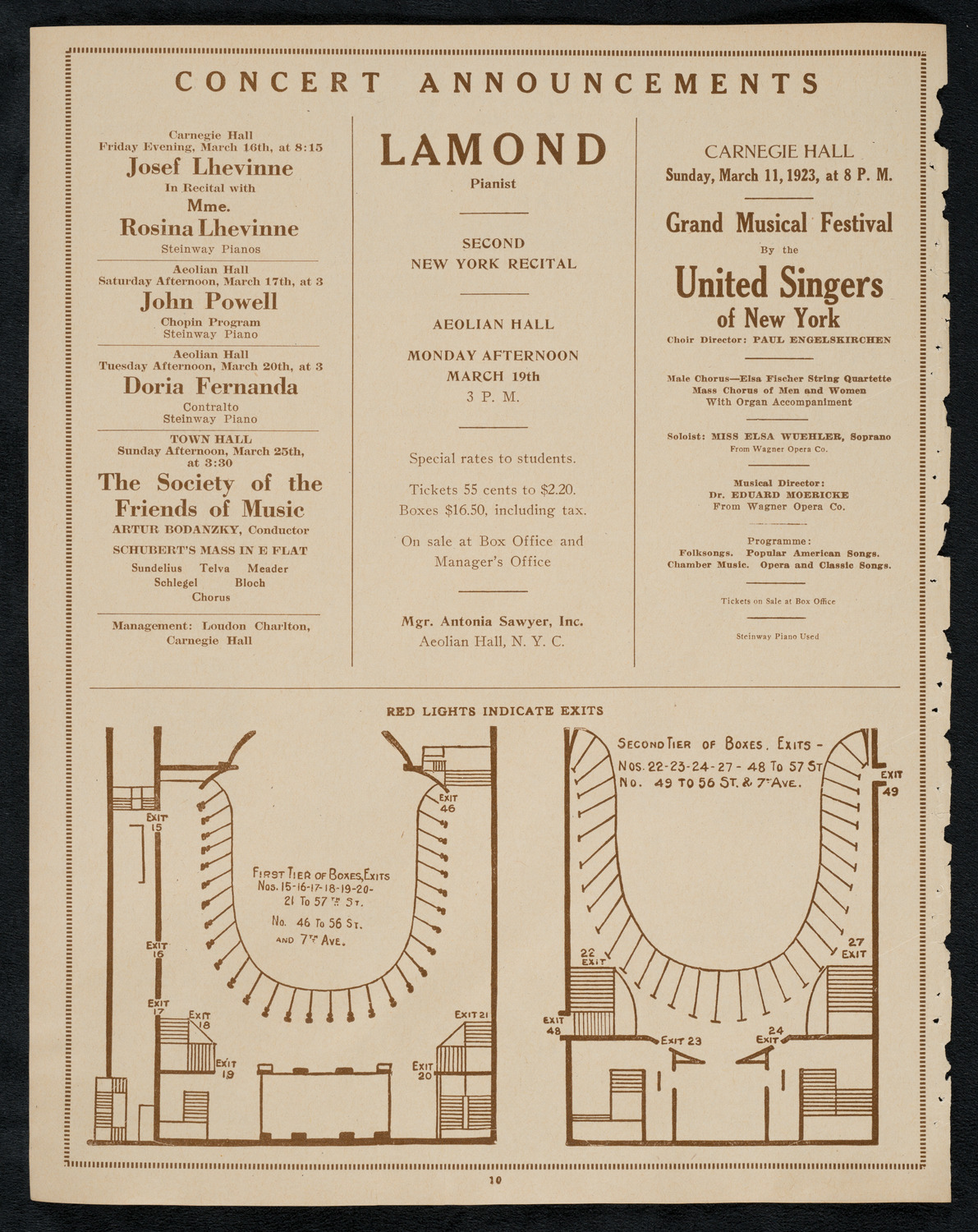 New York Philharmonic, March 9, 1923, program page 10