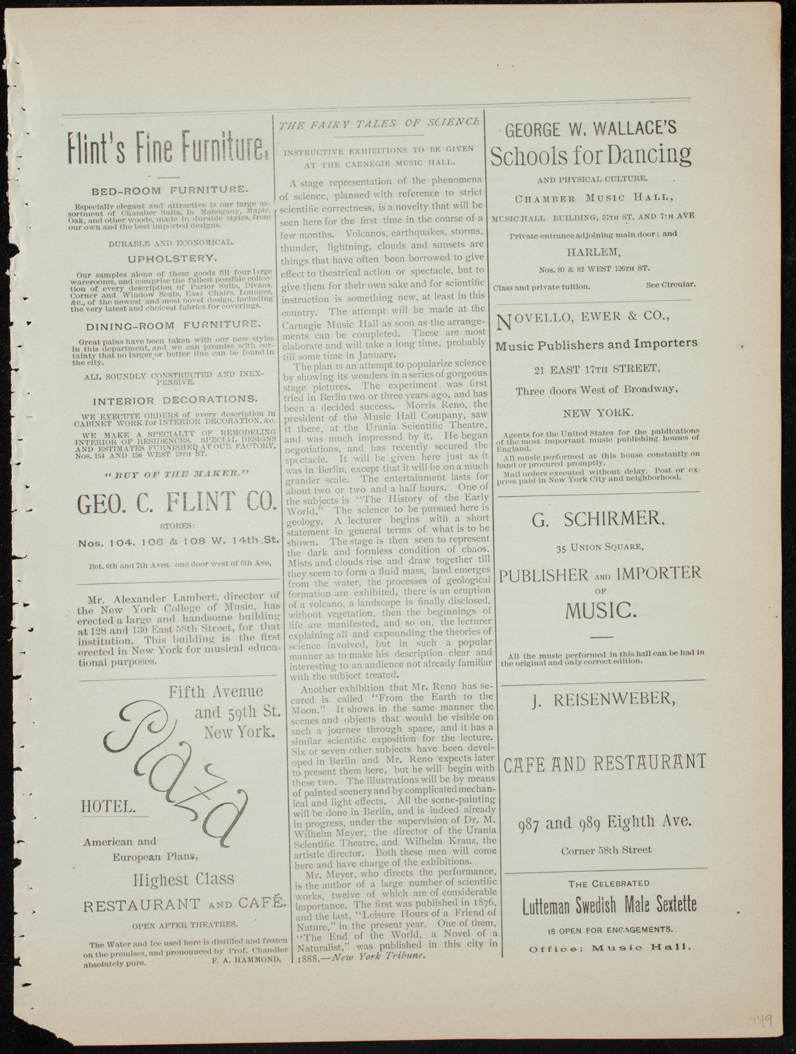 Damrosch Sunday Concert, December 27, 1891, program page 9