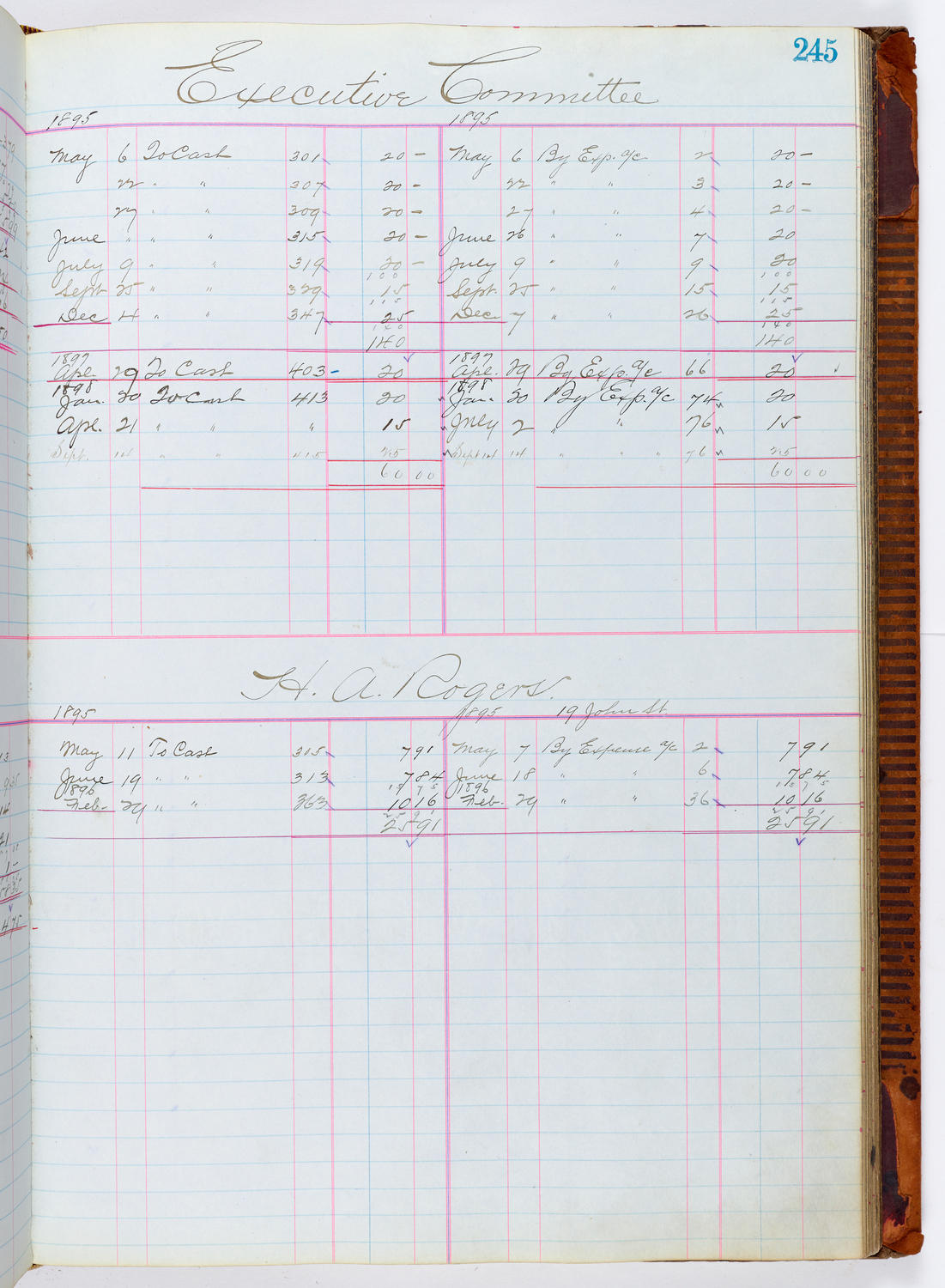 Music Hall Accounting Ledger, volume 1, page 245
