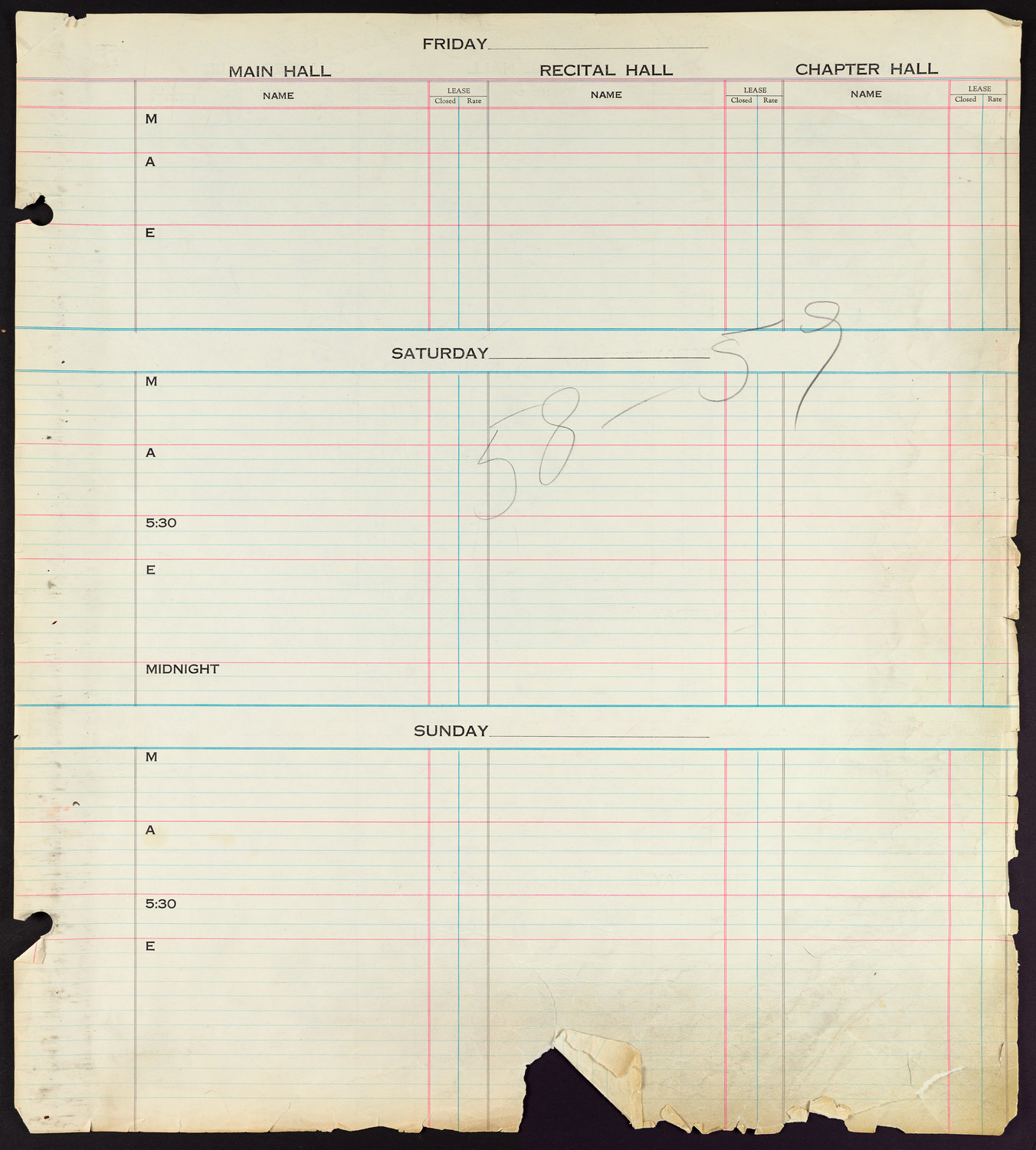 Carnegie Hall Booking Ledger, volume 4, page 1