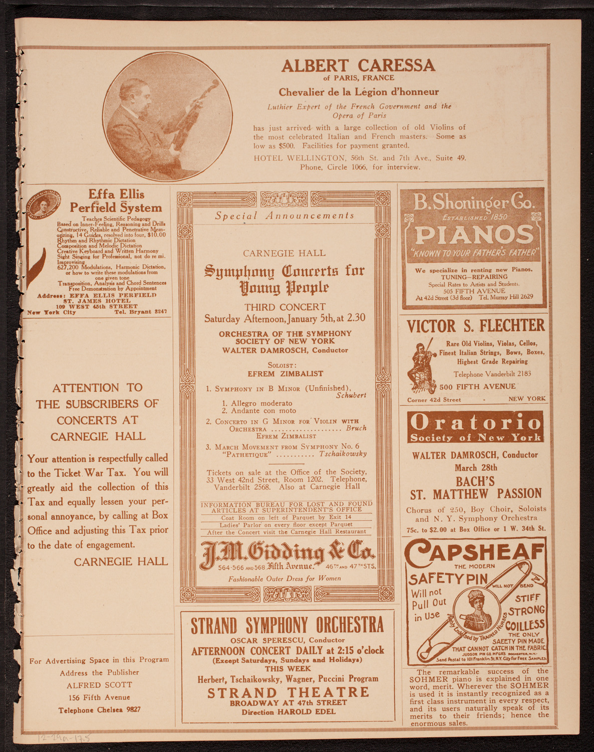 New York Symphony Orchestra, December 29, 1917, program page 9
