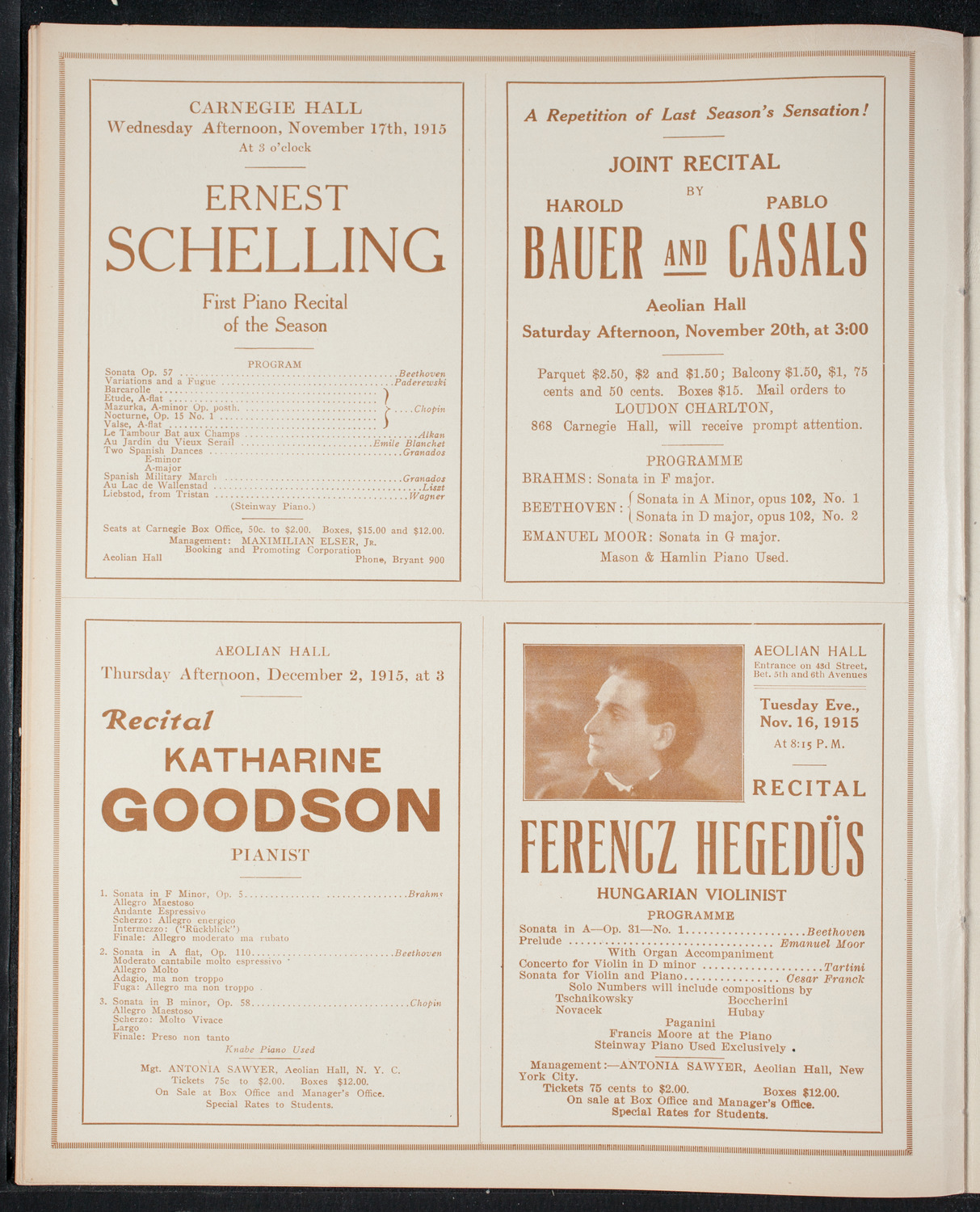 Elmendorf Lecture: Holland, November 15, 1915, program page 10