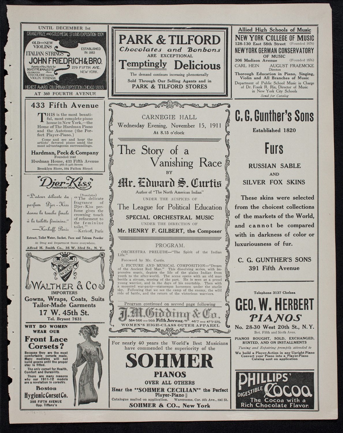 Edward S. Curtis: "The Story of a Vanishing Race", November 15, 1911, program page 5
