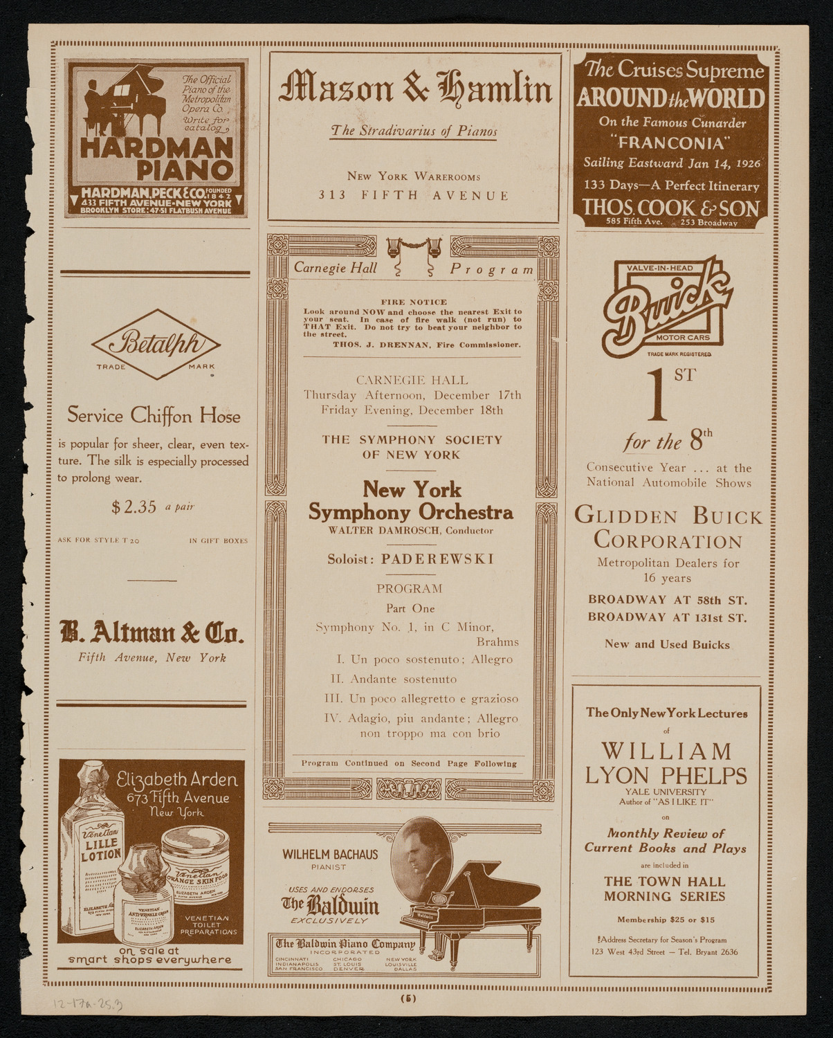 New York Symphony Orchestra, December 17, 1925, program page 5