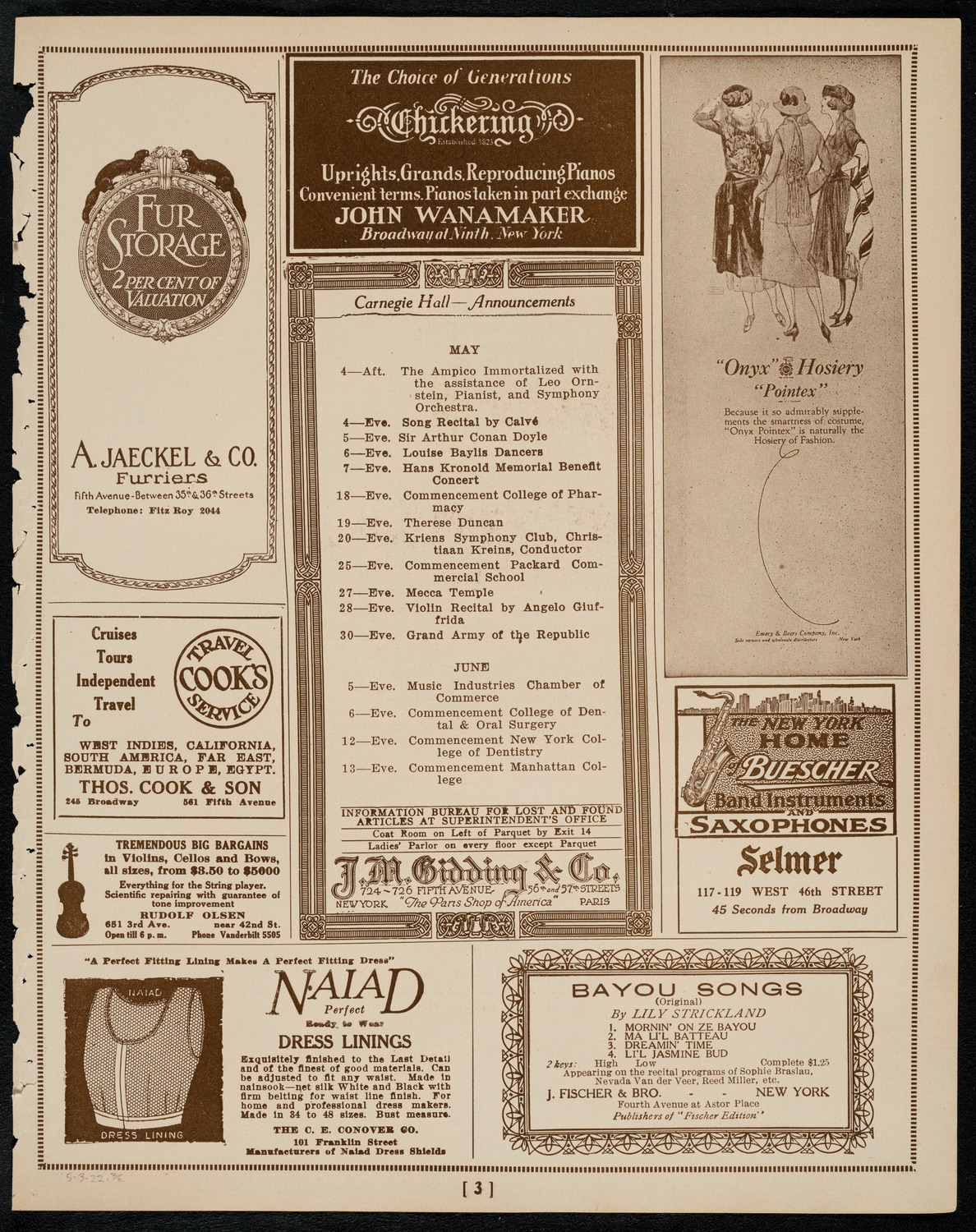 Leopold Godowsky, Piano, May 3, 1922, program page 3