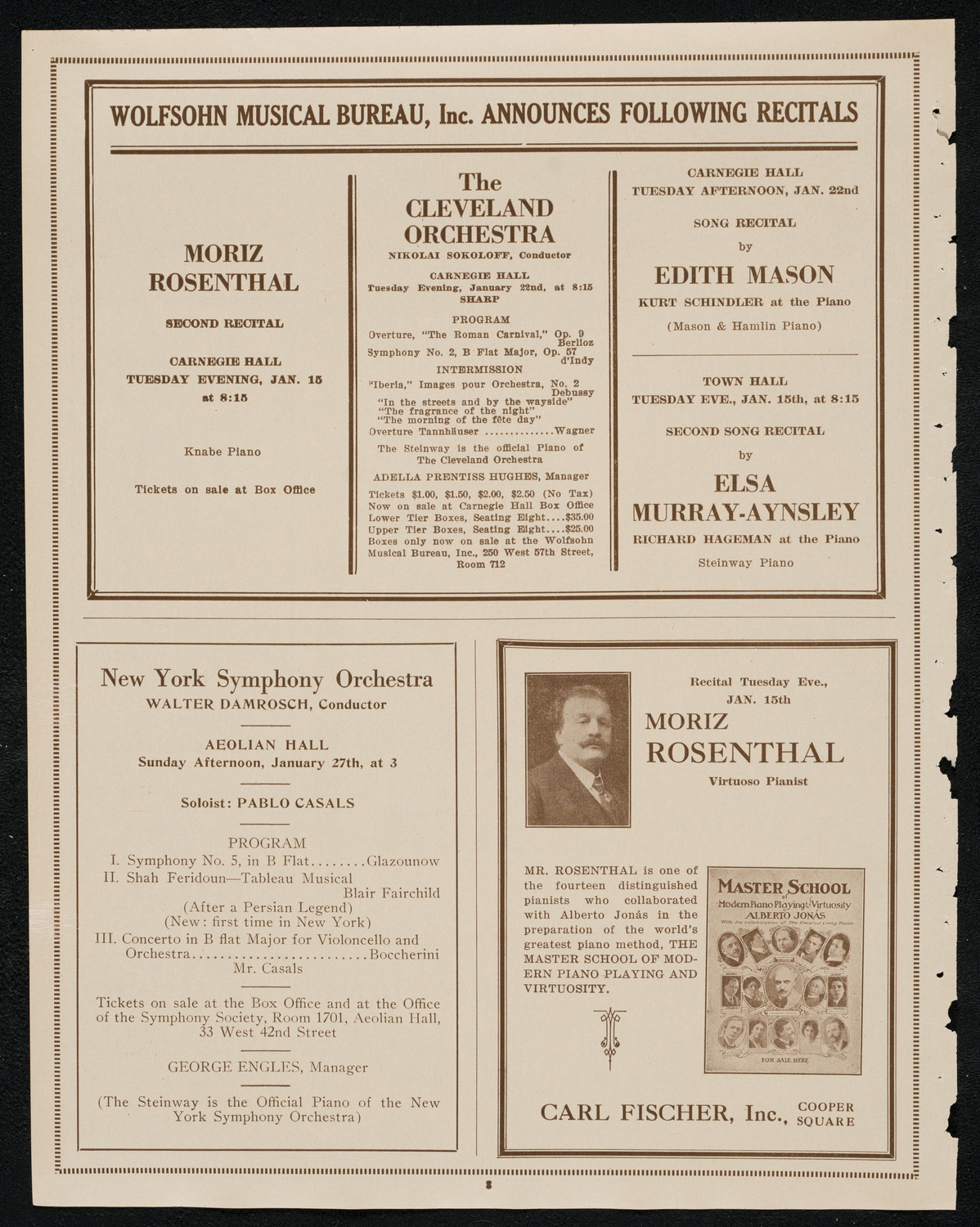 New York Philharmonic, January 13, 1924, program page 8