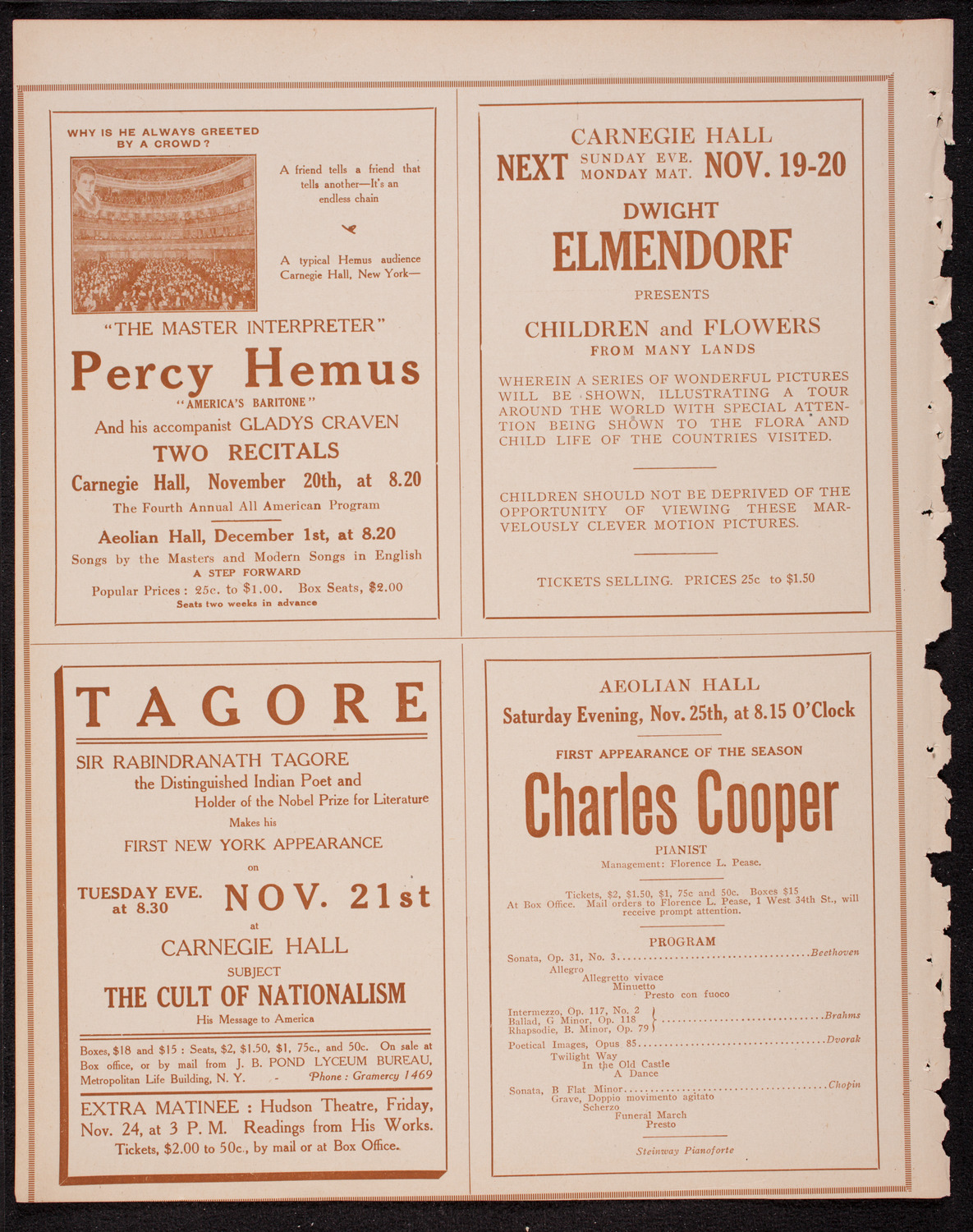 Vernon Stiles, Tenor, November 16, 1916, program page 10