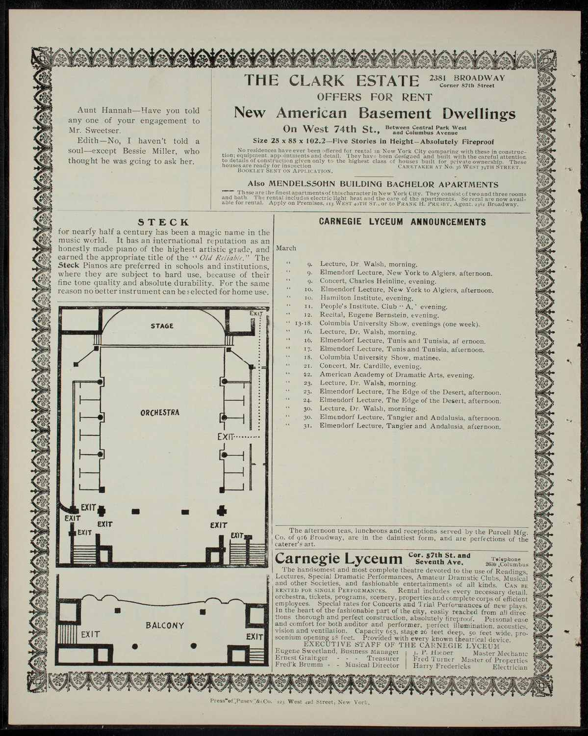 Academy Stock Company of the American Academy of Dramatic Arts/Empire Theatre Dramatic School, March 7, 1905, program page 4