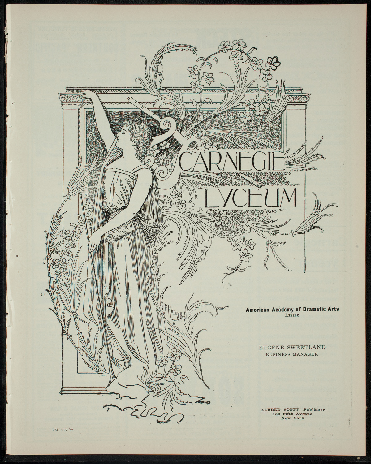 American Academy of Dramatic Arts Private Dress Rehearsal, April 27, 1905, program page 1