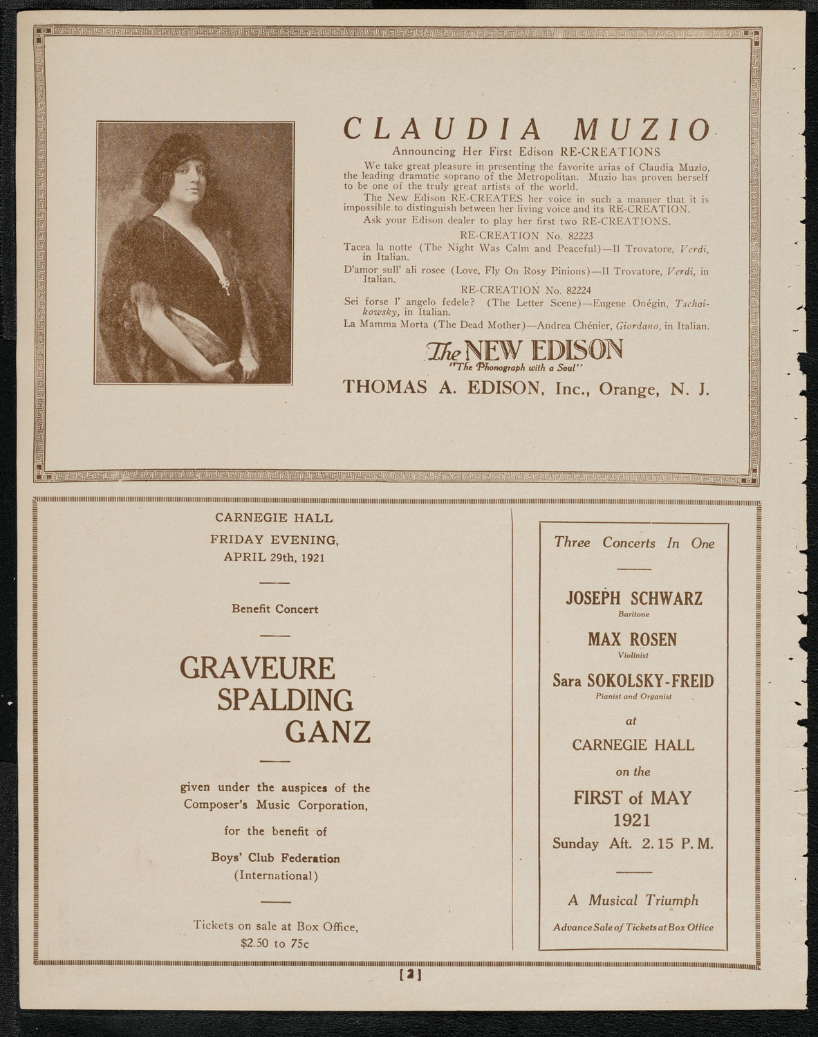 National Symphony Orchestra, April 26, 1921, program page 2