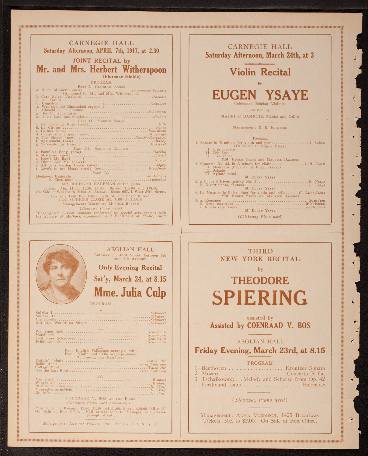 Ethel Leginska, Piano, March 16, 1917, program page 10