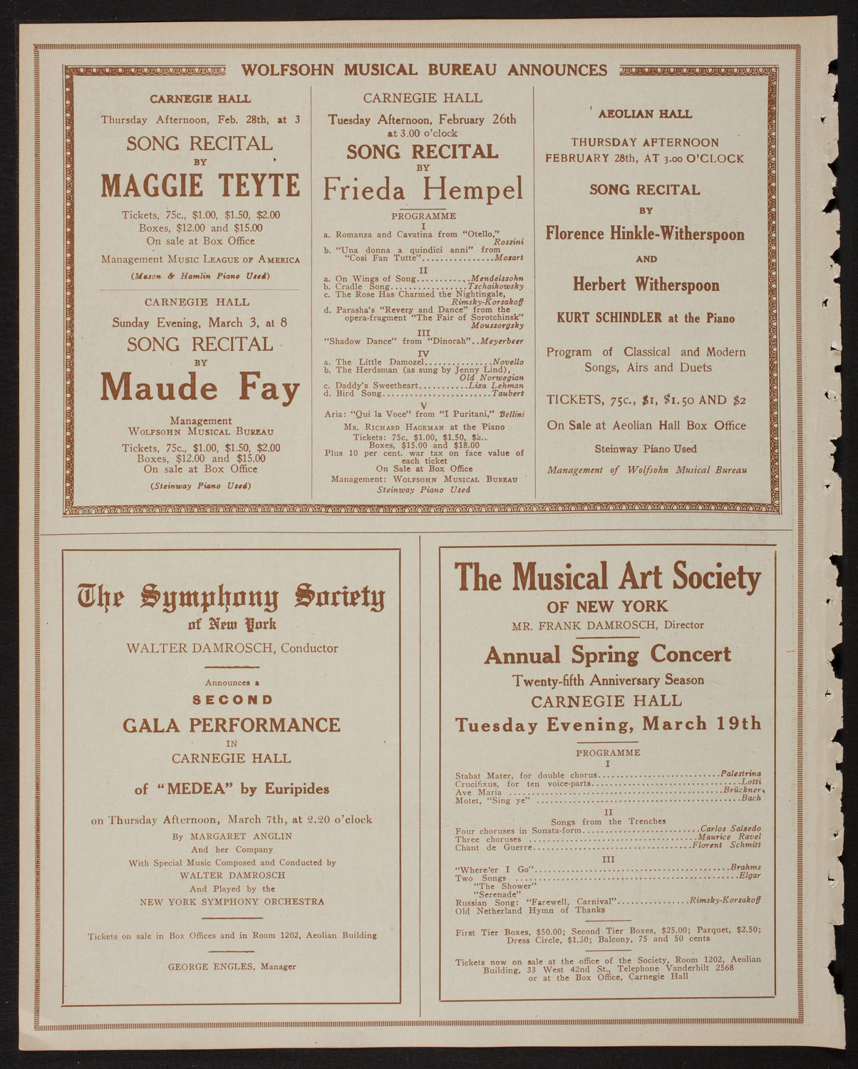 Lecture by Count Ilya Tolstoy, February 22, 1918, program page 8