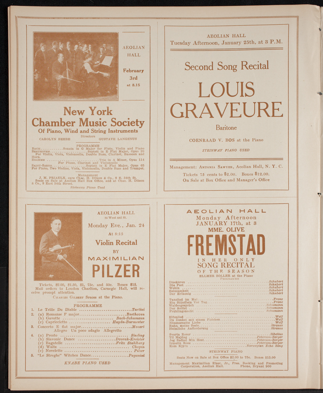 John McCormack, Tenor, January 16, 1916, program page 10