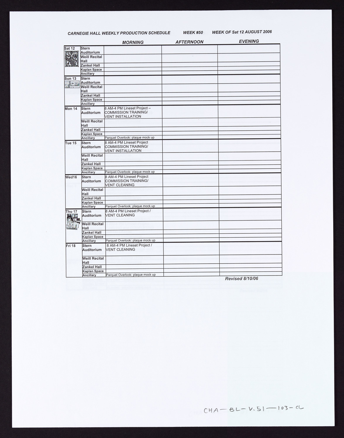 Carnegie Hall Booking Ledger, volume 51, page 103a